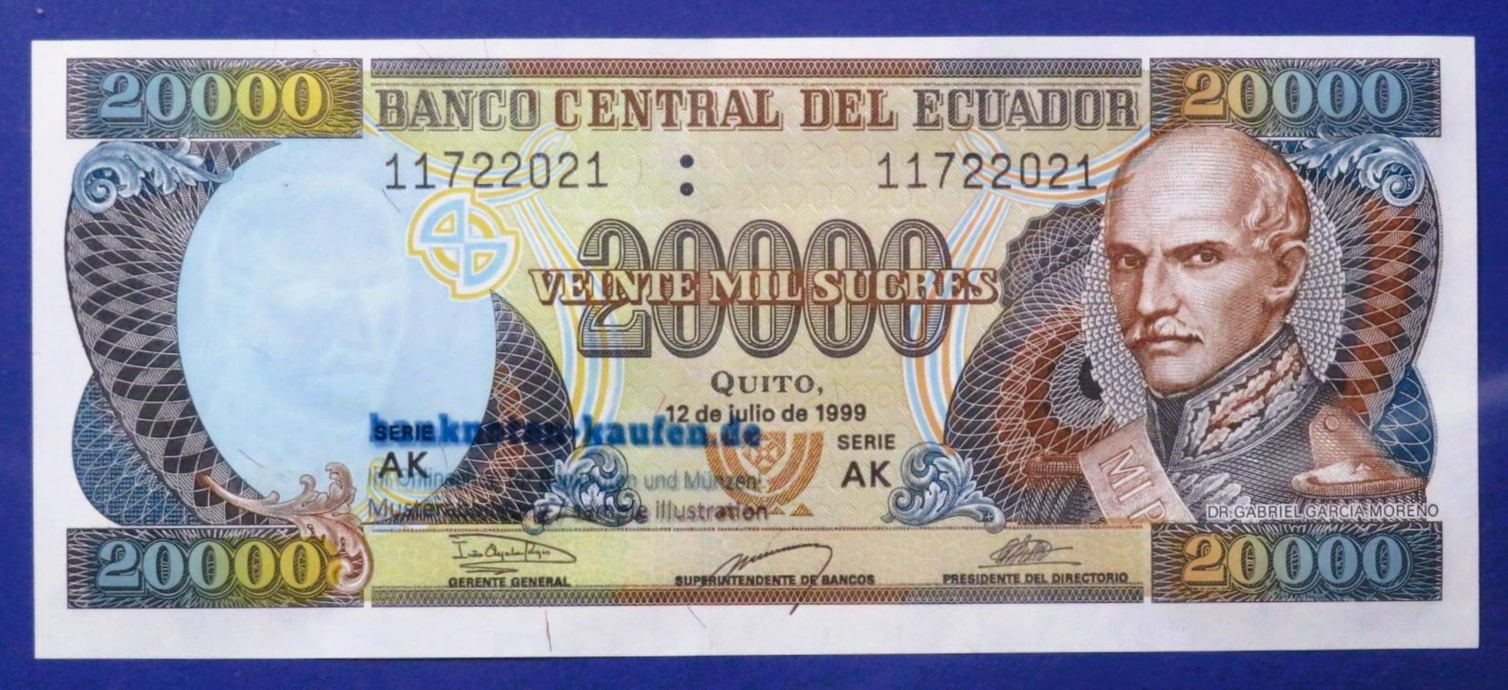 Ecuador - 20,000 Sucres, 1999, uncirculated (UNC), P-129