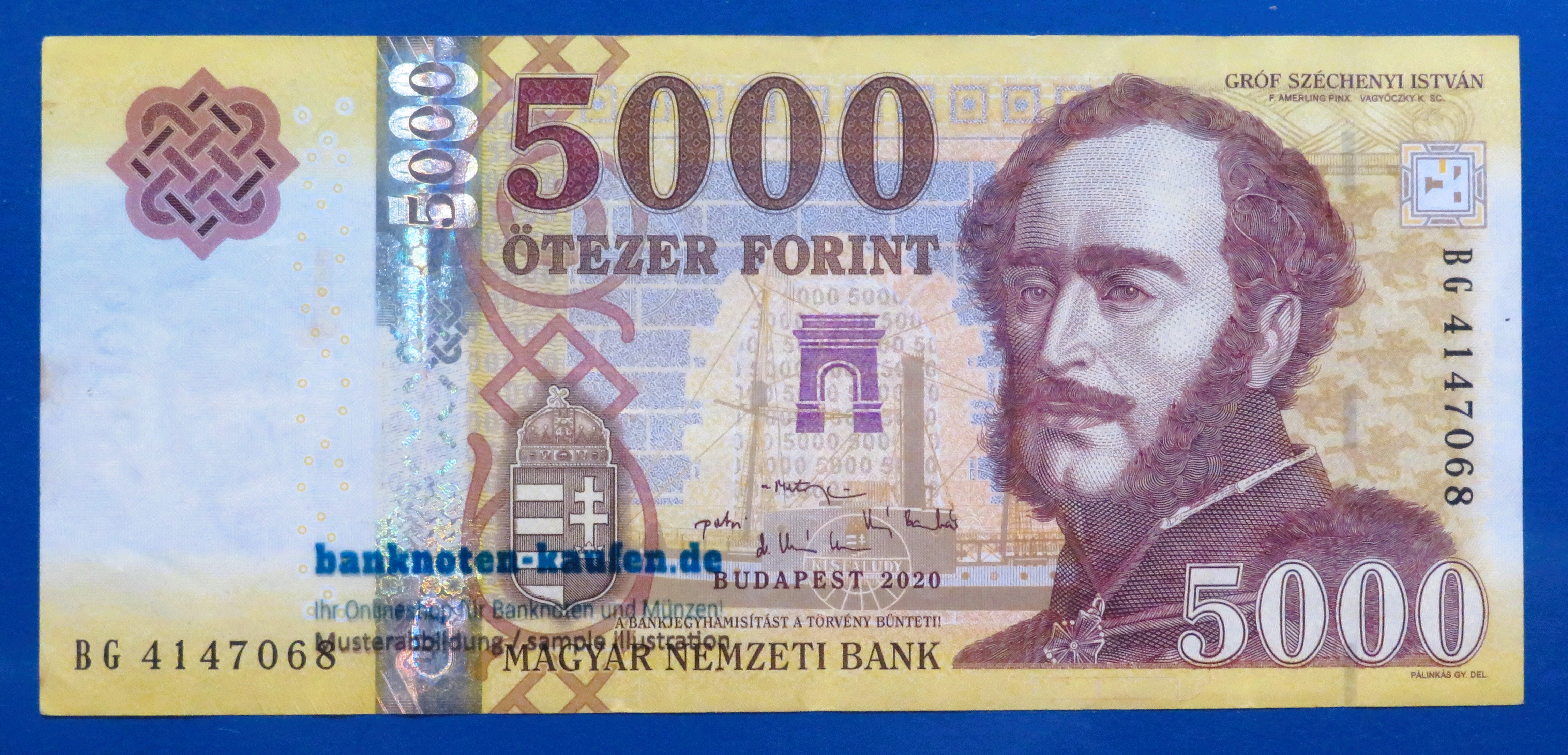 Hungary - 5,000 Forint, 2020, circulated (USED / VF+), P-205  