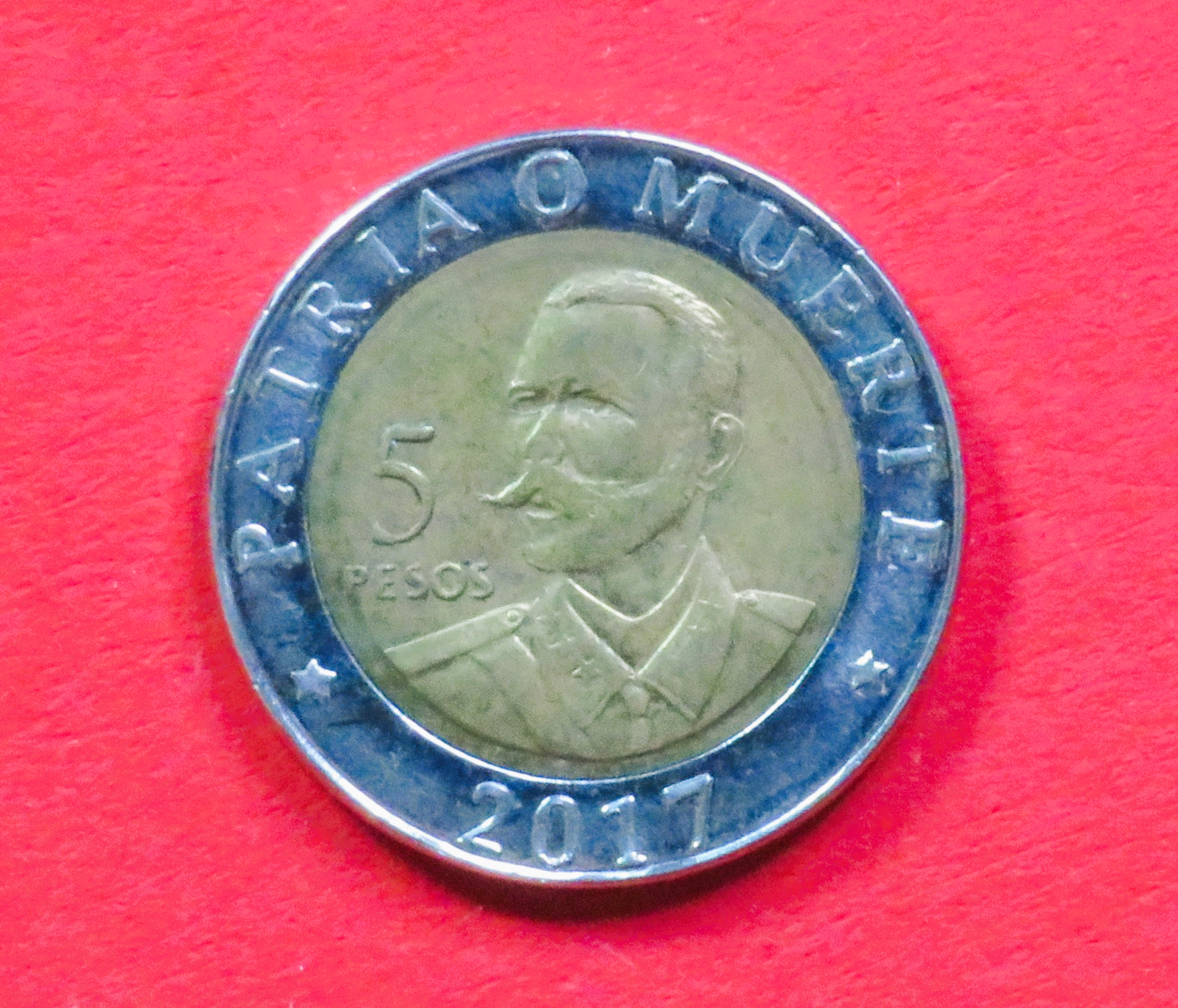 Karibik:  5 Pesos, 2016+, gebraucht (used / ss+), # D34