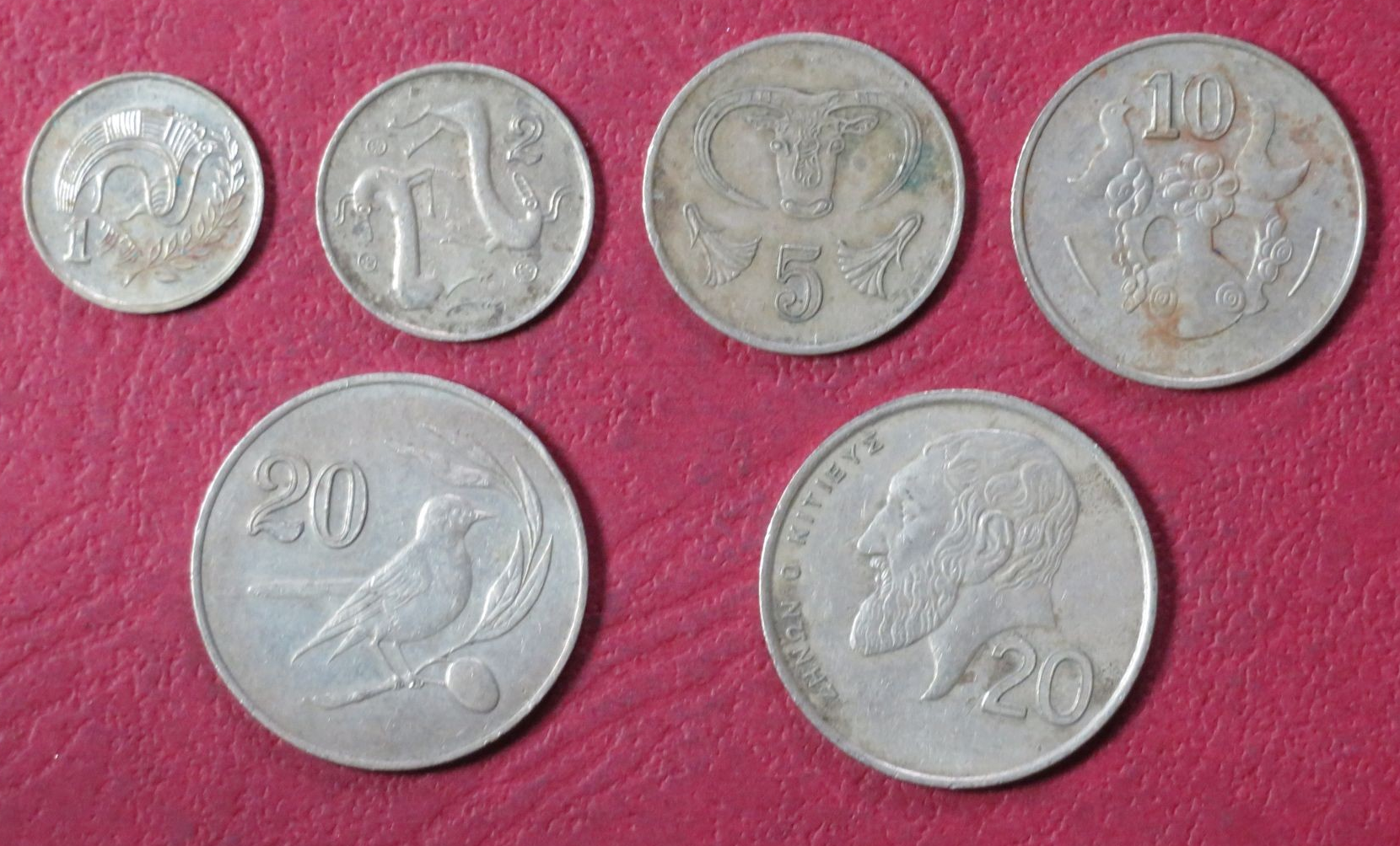 Cyprus Set 3:  6 coins, 1-20 Cents, 1985-1990, circulated (USED)      