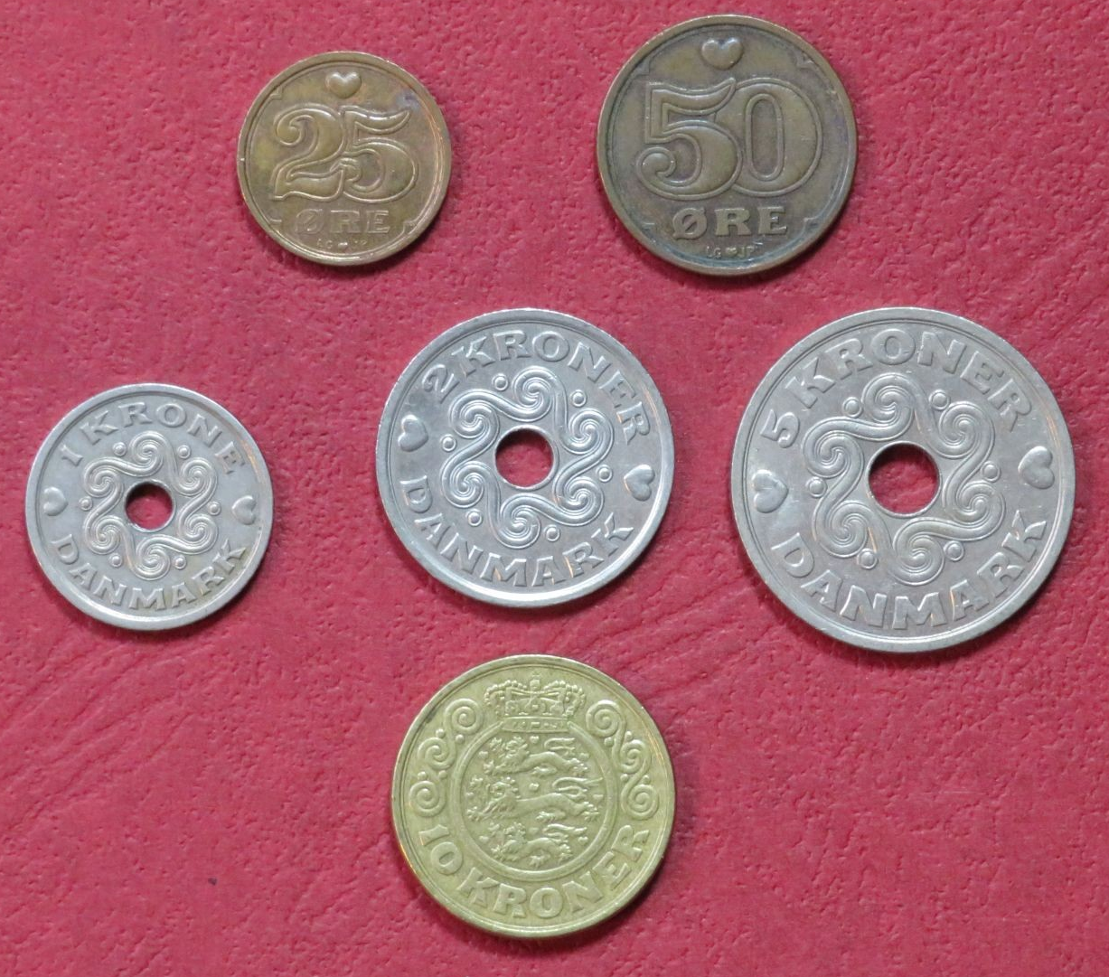 Denmark - Set 7: set of 6 coins, 0.25-10 Kroner, since 1990, circulated (USED / vf) 