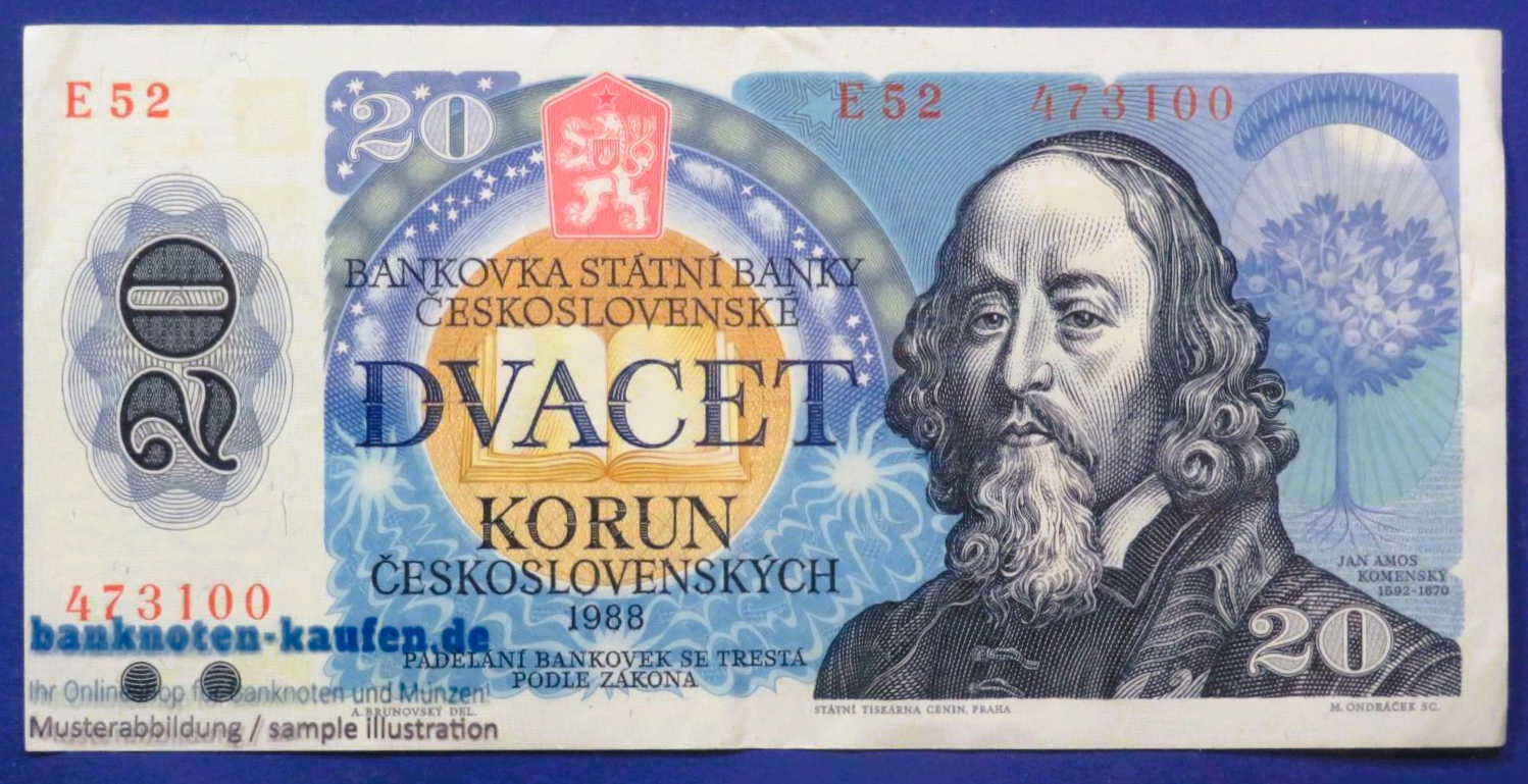 Czechoslovakia, 20 Korun, 1988,  circulated (USED / VF+), P-95a