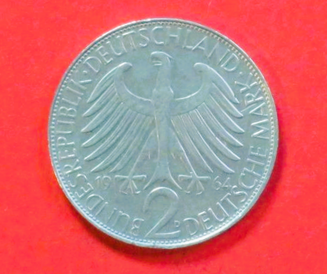 Bundesrepublik Deutschland: 2 Deutsche Mark, 1957-1971, gebraucht (used / ss), # 115
