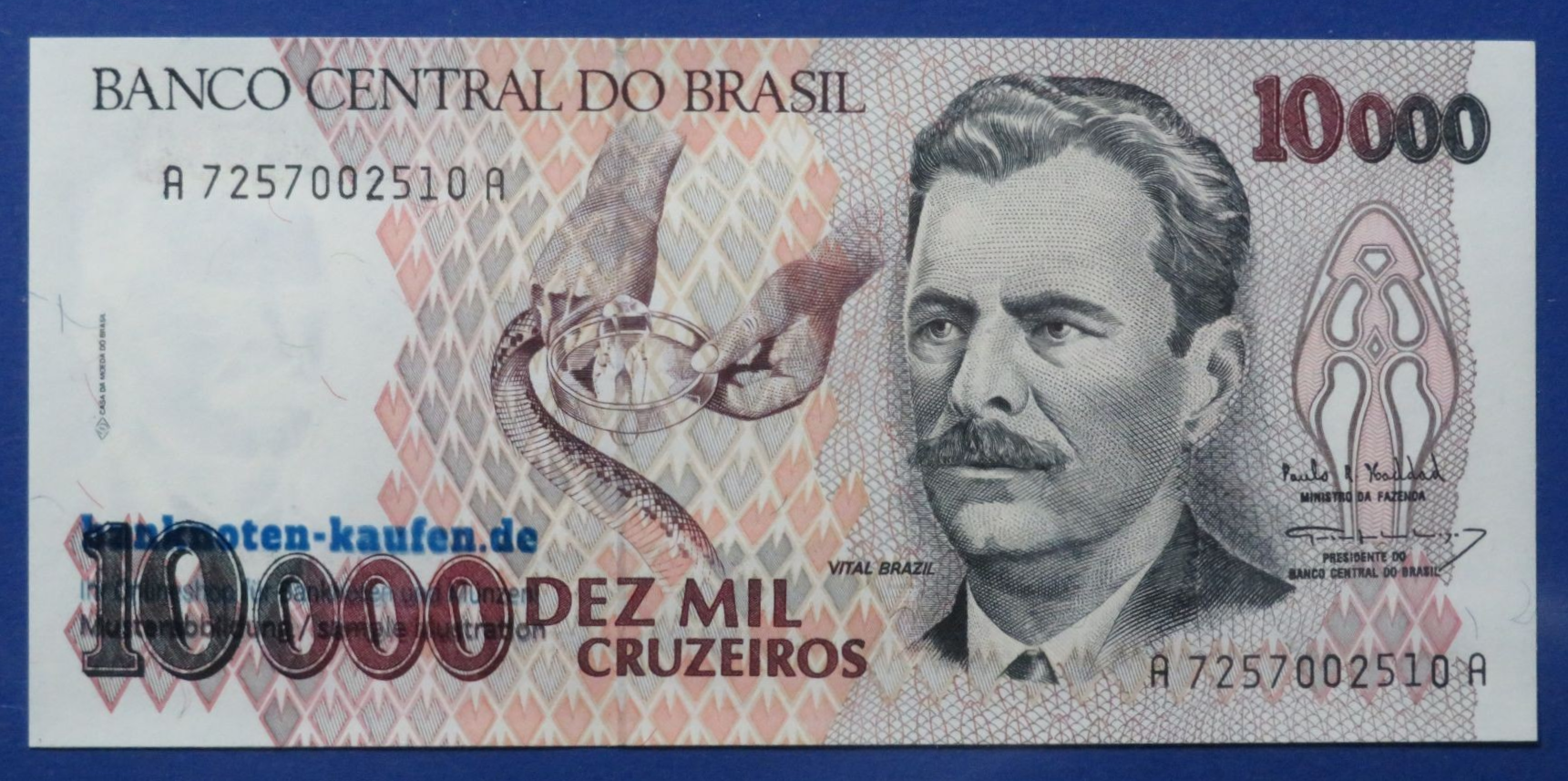 Brazil - 10,000 Cruzeiros, 1991-93ND, uncirculated (UNC), P-233