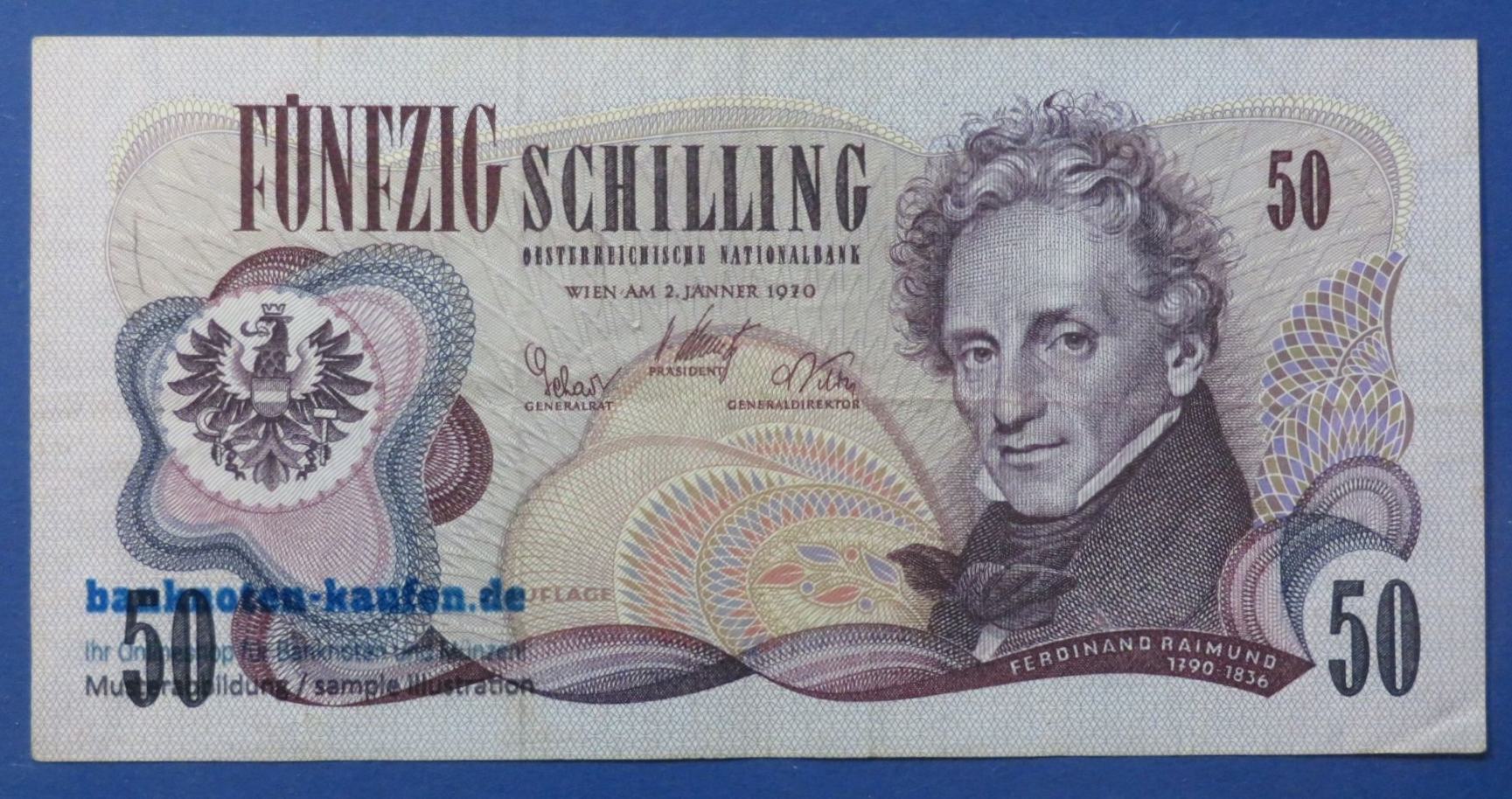 Austria, 50 Schilling, 1970, circulated (USED / VF), P-144, "2. Auflage"