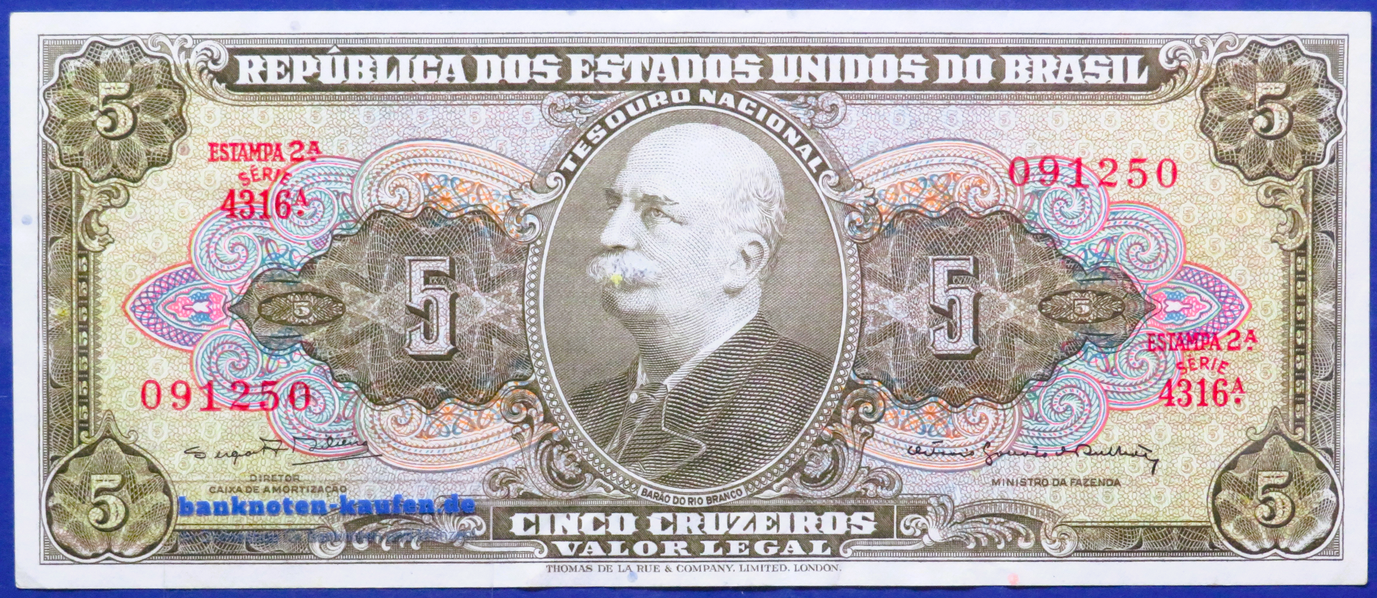Brasilien, 5 Cruzeiros, ND (1962-1964), gebraucht (USED / VF), P-176d