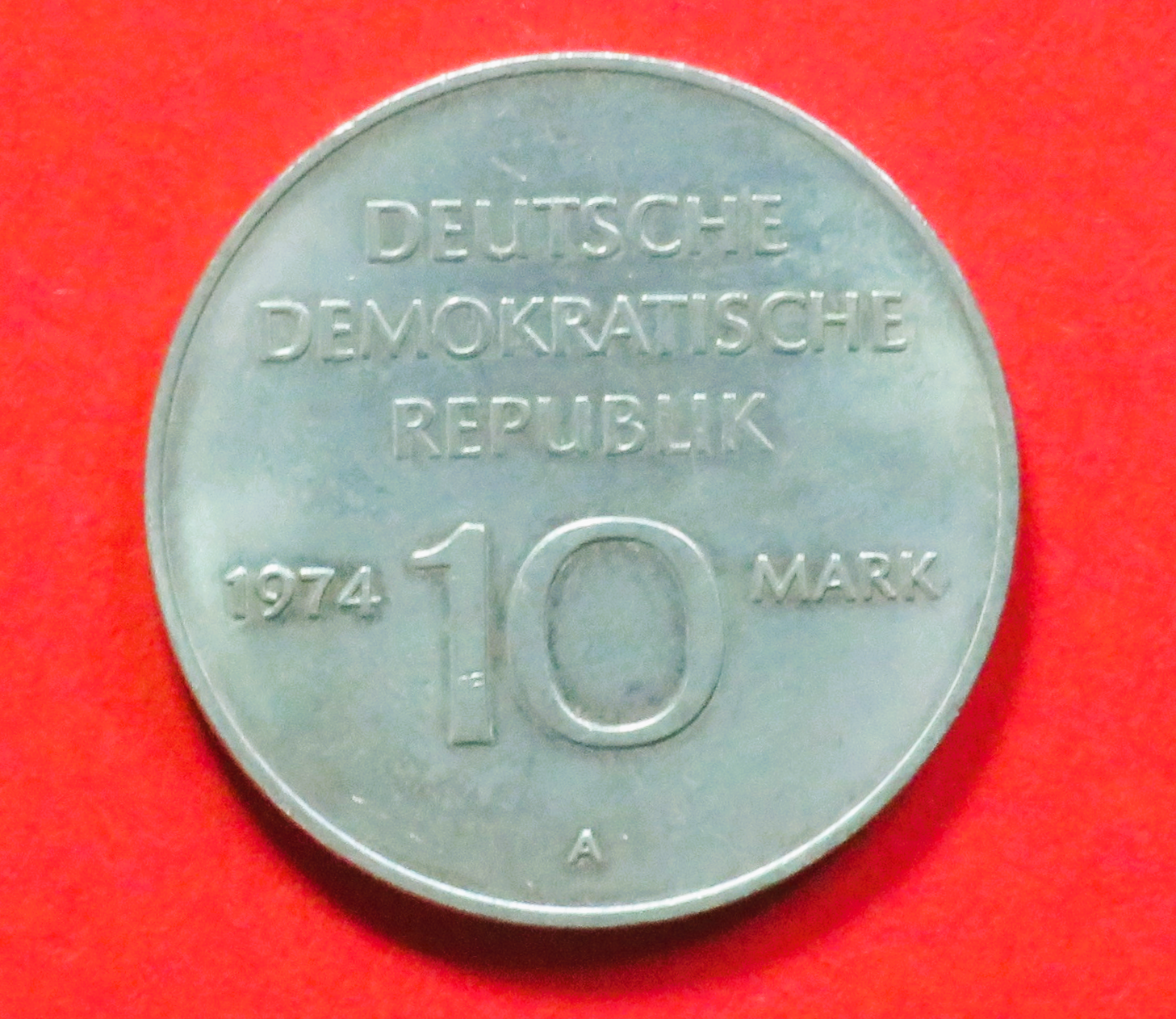 DDR: 10 Mark, 1974, gebraucht (used / ss-vz), Gedenkausgabe, # 49