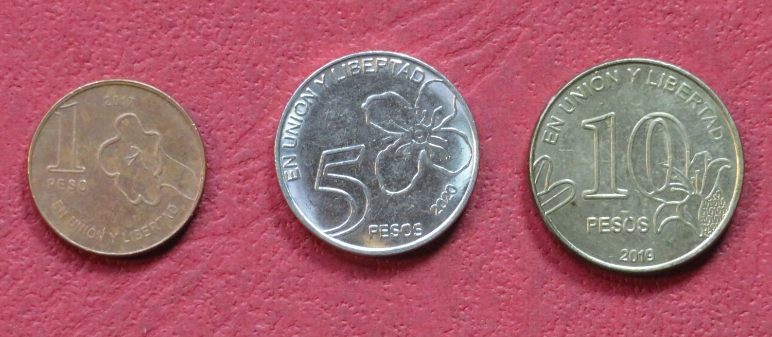 Argentinia - Set 9: Set of 3 coins, 1-10 Pesos, since 2017, USED