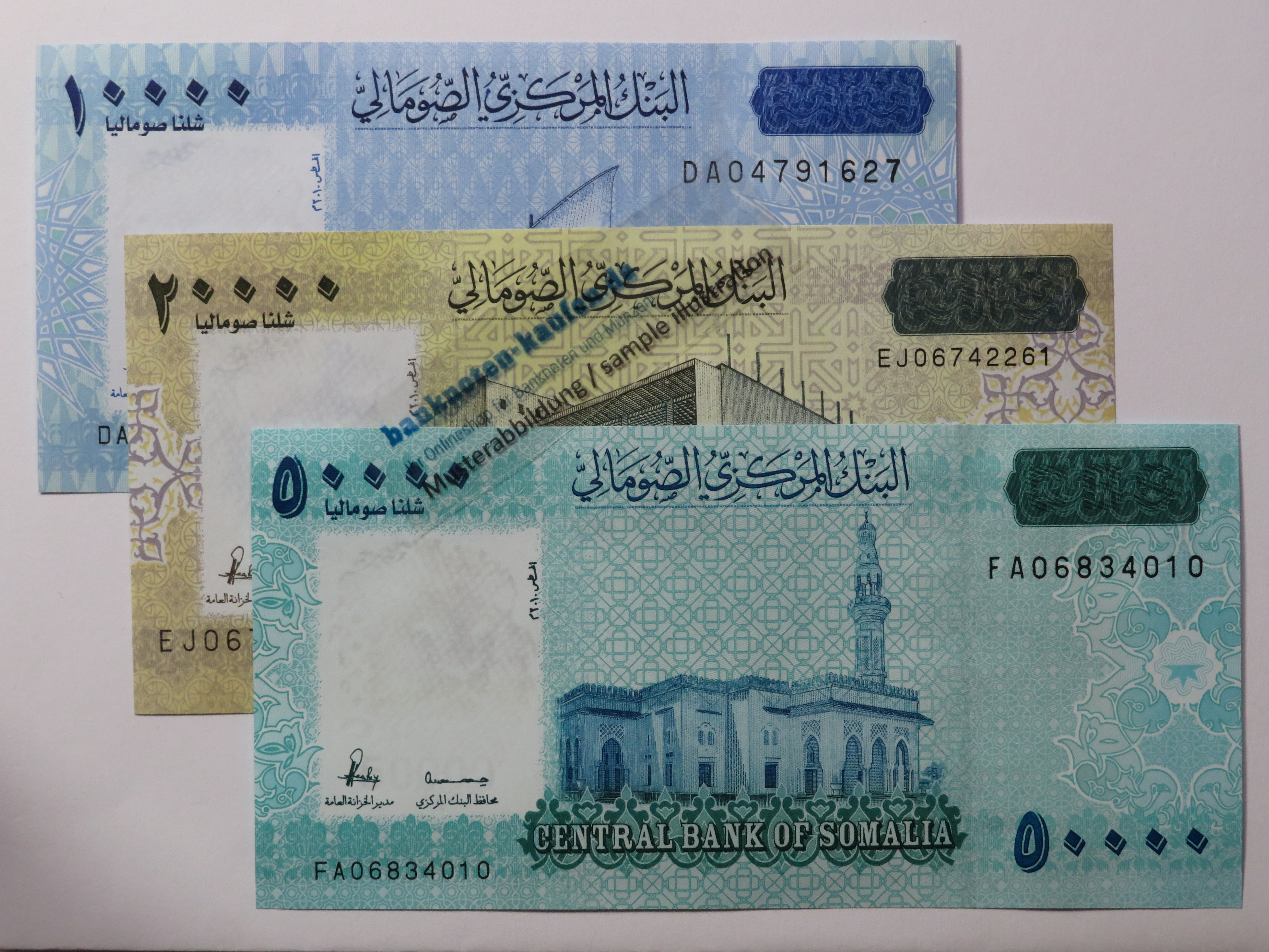 Somalia, Set fo 3 banknotes, 80,000 Shilin, 2010/2023, uncirculated (UNC) 