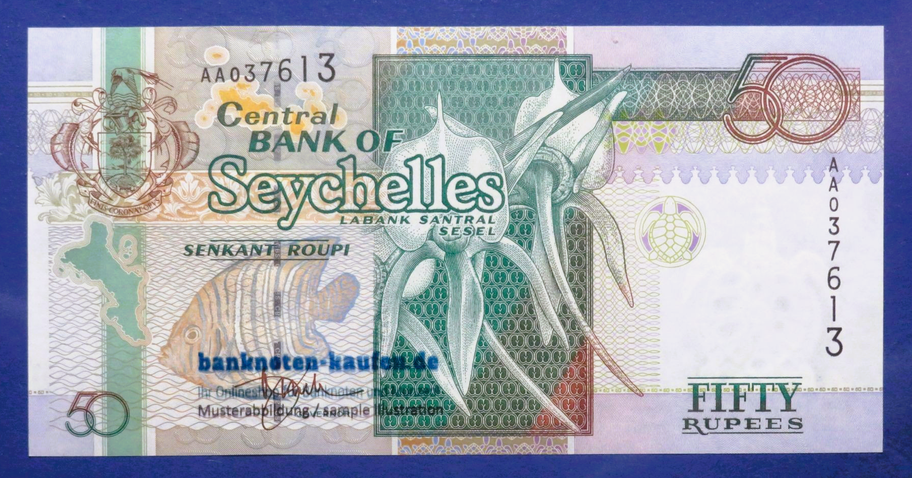 Seychellen, 50 Rupien, 1998ND, kassenfrisch (UNC), P-38