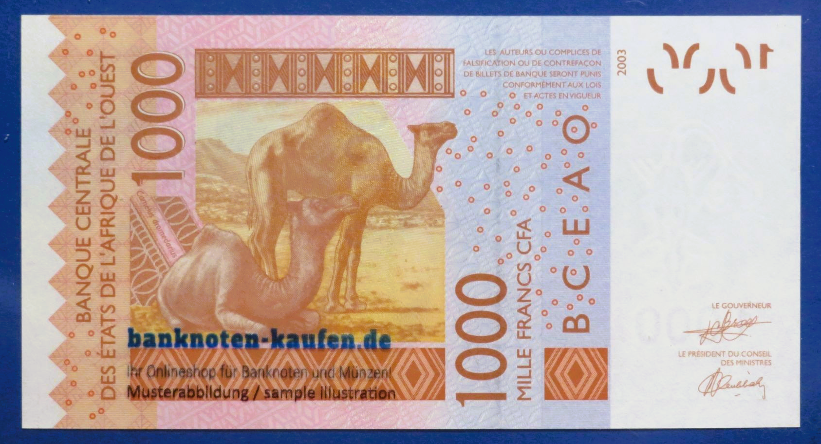 West African States - 1,000 Francs, 2003, about uncirculated (AU), P-115A
