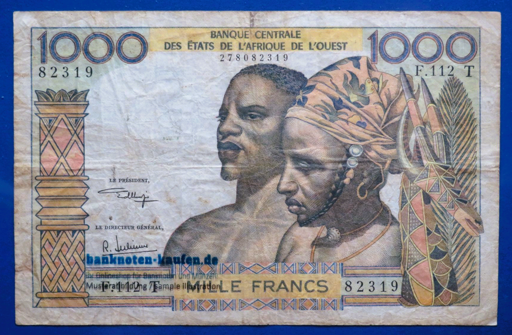 West African States - 1,000 Francs, ND (1959-65), circulated (USED / VF-), P-803Tk