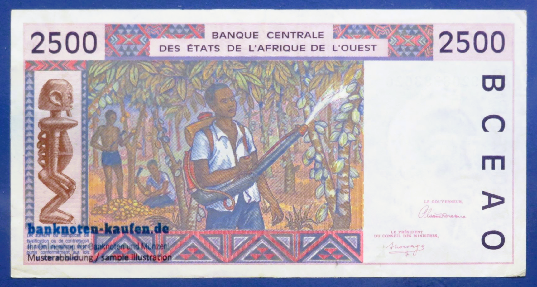 West African States - 2,500 Francs, 1992, circulated (USED / VF+), P-712Ka