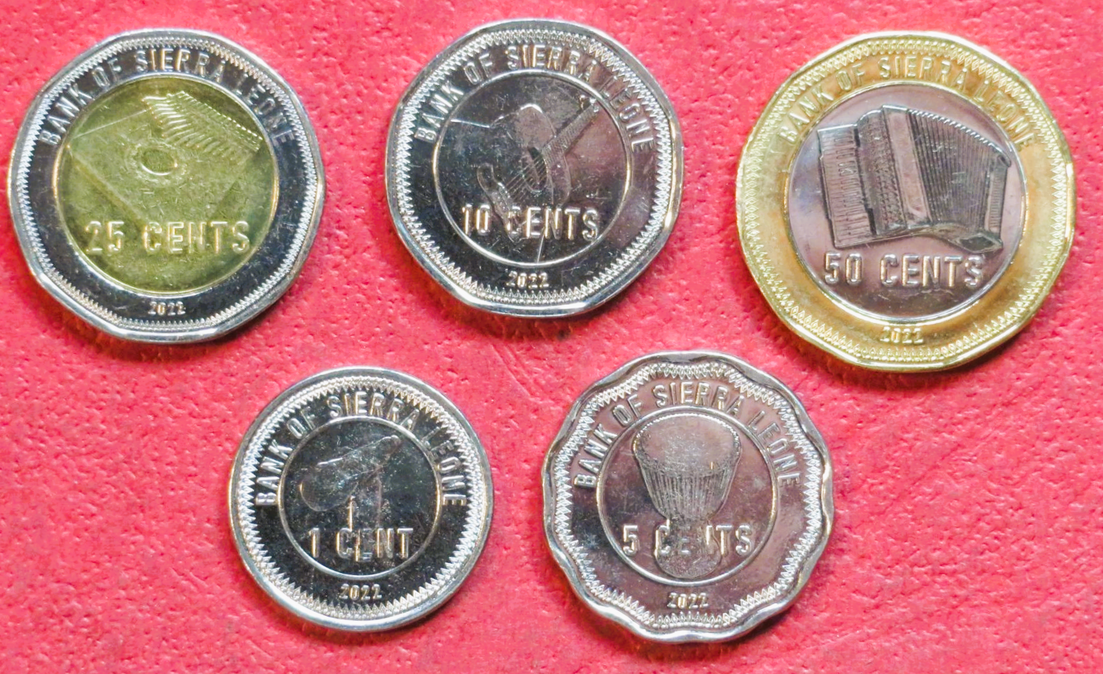 Sierra Leone, Set of 5 coins, 1-50 Cents, 2022, uncirculated (UNC)