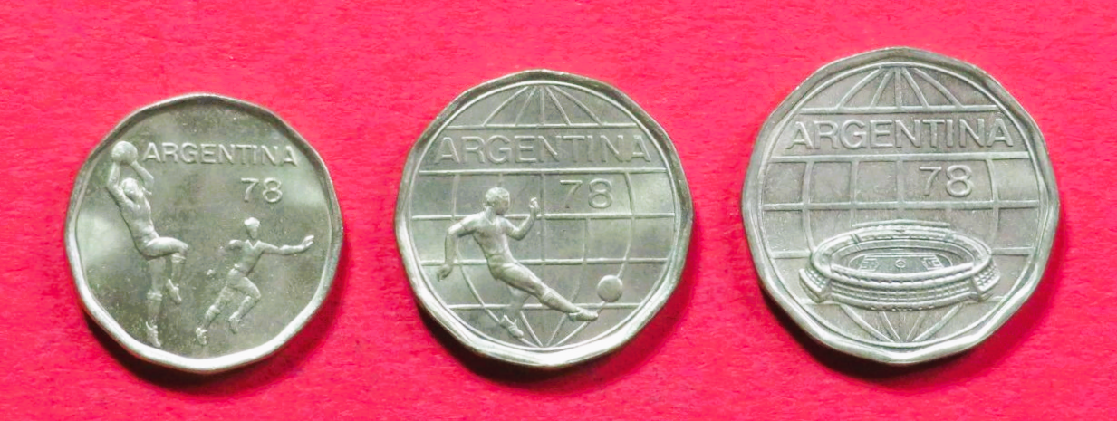 Argentina - Set 7:  20/50/100 Pesos, 1977-1978, circulated (used / xf), Commemorative issue, # 75-77
