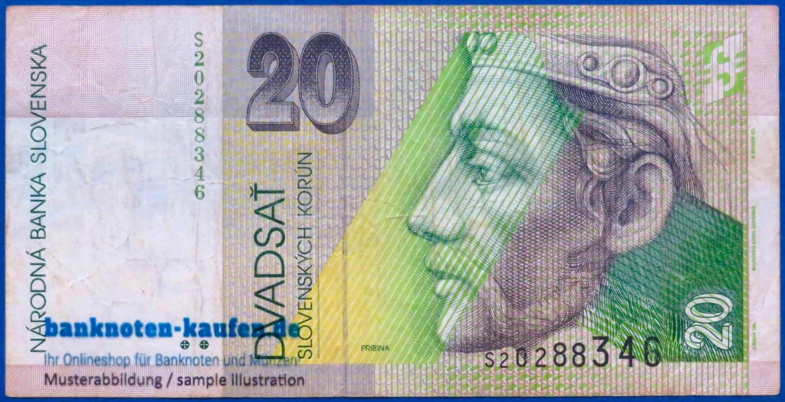 Slowakei, 20 Korun, 2001, gebraucht (USED / F), P-20e