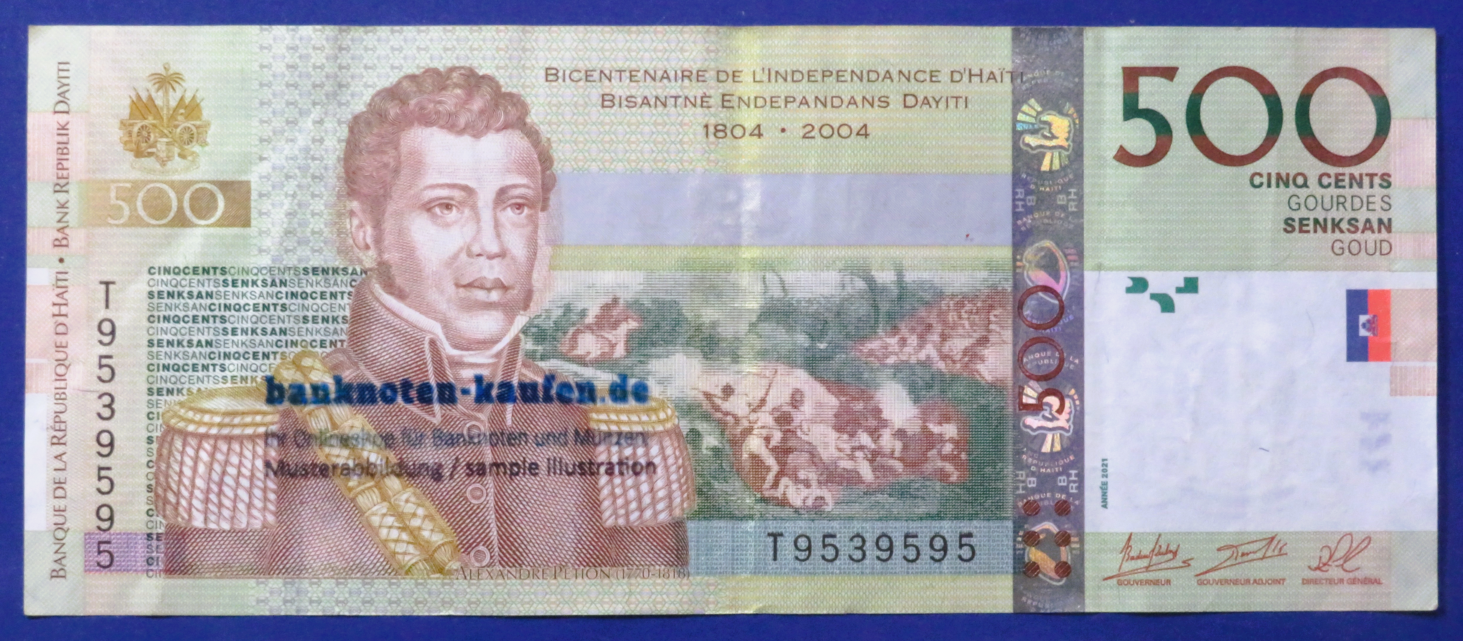 Haiti, 500 Gourdes, 2021, circulated (USED / VF), Commemorative issue, P-277
