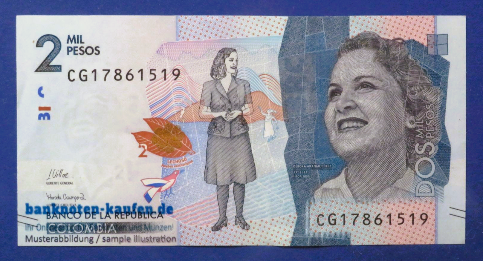 Colombia - 2,000 Pesos, 2023, circulated (USED / XF), P-458i