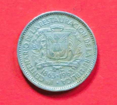Dominikanische Republik: 5 Centavos, 1963, gebraucht (used / ss), Gedenkausgabe, # 11