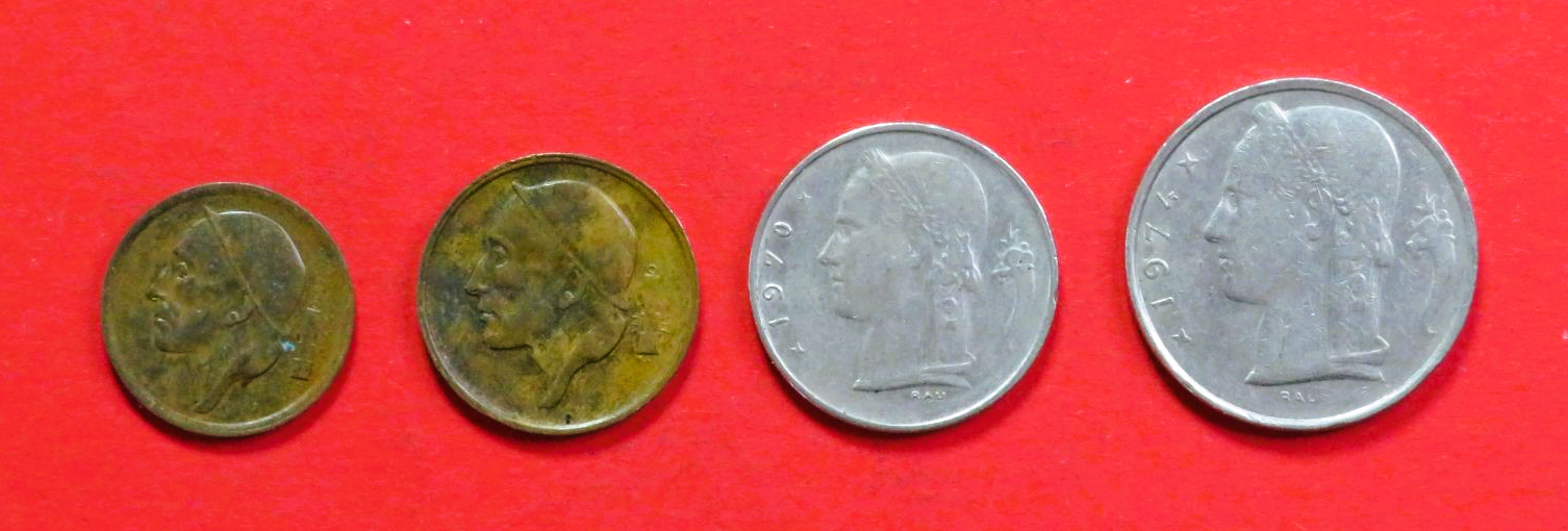 Belgium - Set 10:  20/50 Centimes + 1/5 Francs (fr-type), 1948-2001, circulated (USED / vf)
