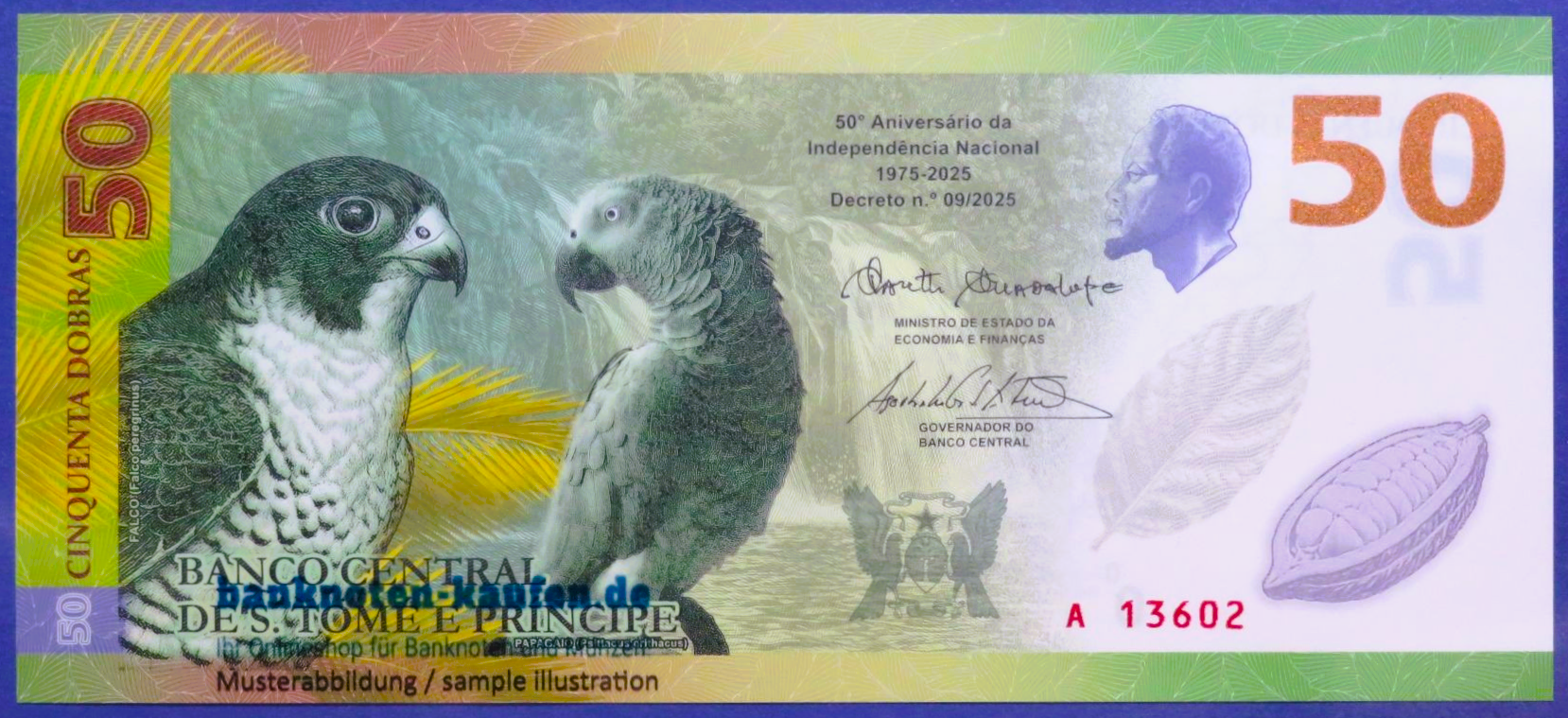 Sao Tome e Principe, 50 Dobras, 2026, kassenfrisch (UNC), Gedenkausgabe, Polymer, P-neu