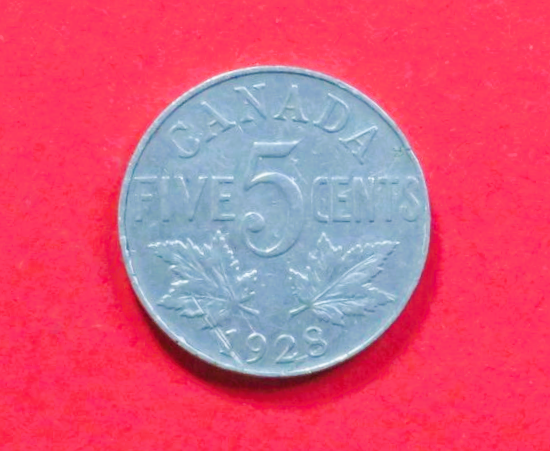 Canada:  5 Cents, 1928, circulated (used / vf), George V., # 28