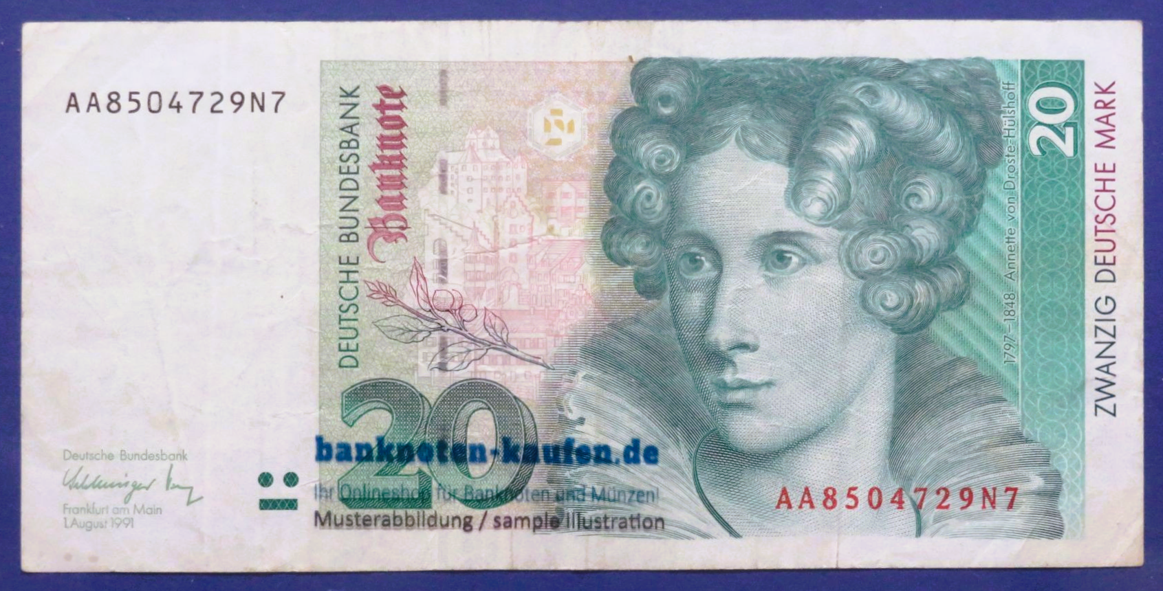 Germany-Federal Republic, 20 Deutsche Mark, 1991, circulated (USED / VF), P-39a