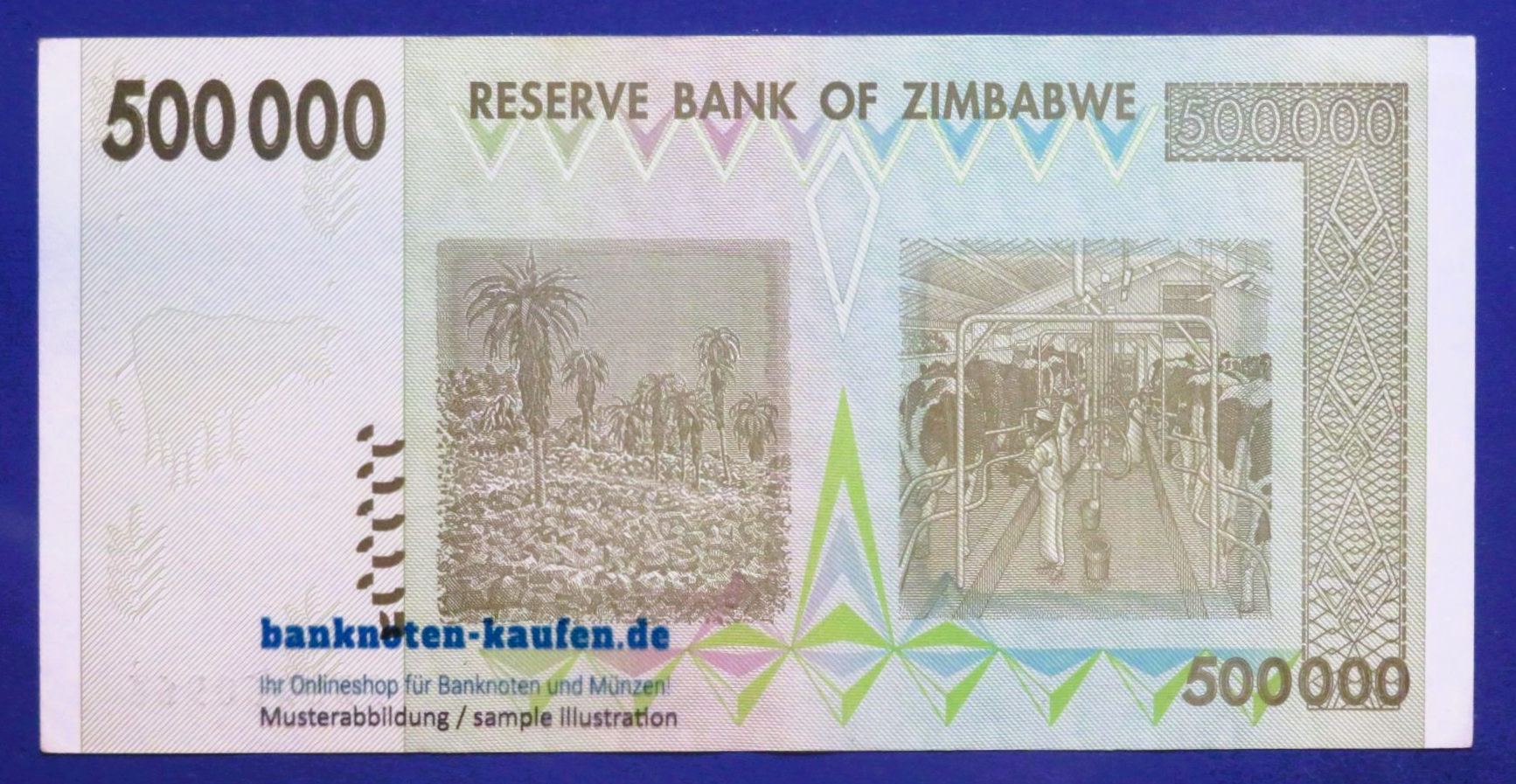 Simbabwe, 500.000 Dollars, 2008, vorzüglich (XF+), P-76
