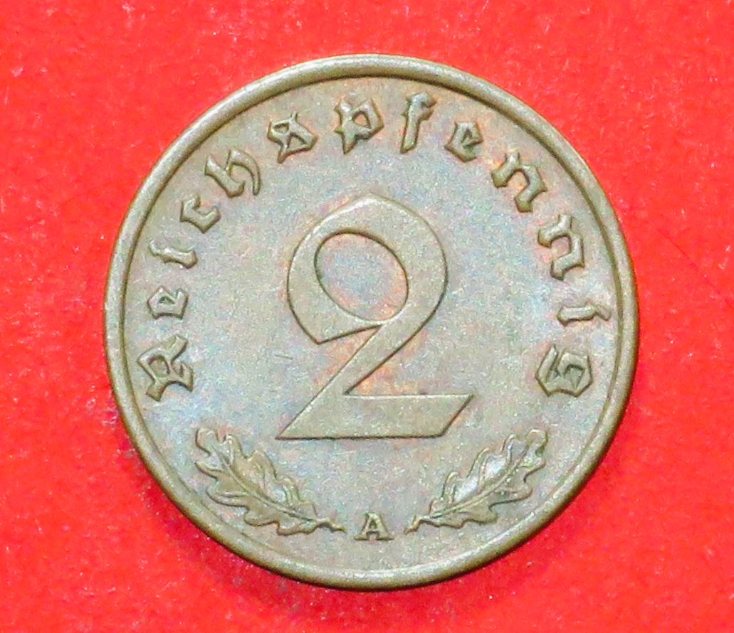Deutsches Reich: 2 Reichspfennig, 1936-1940, gebraucht (used / ss-vz), # 86