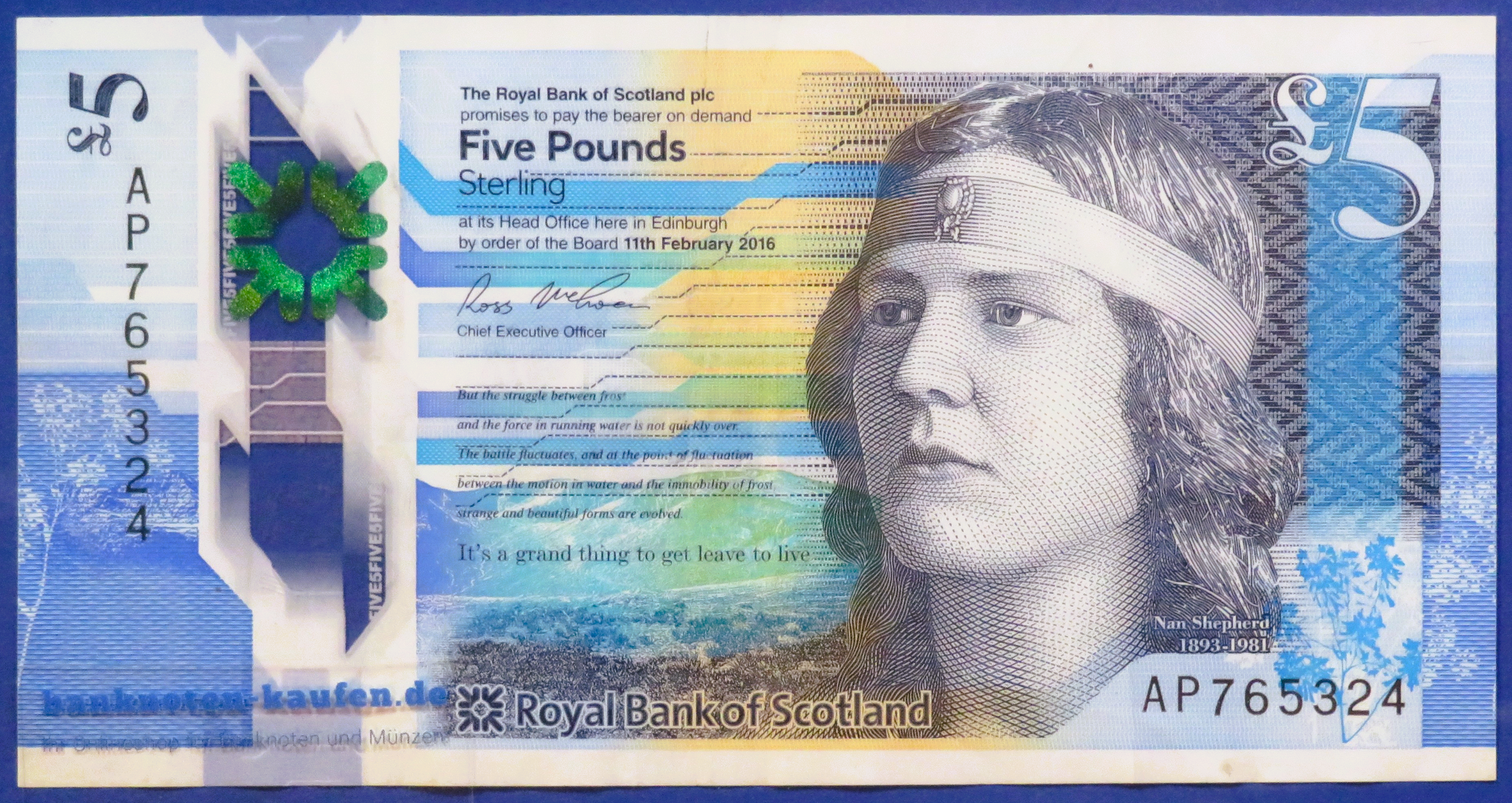 Schottland, 5 Pounds, 2016, gebraucht (USED / VF), Polymer, P-370a