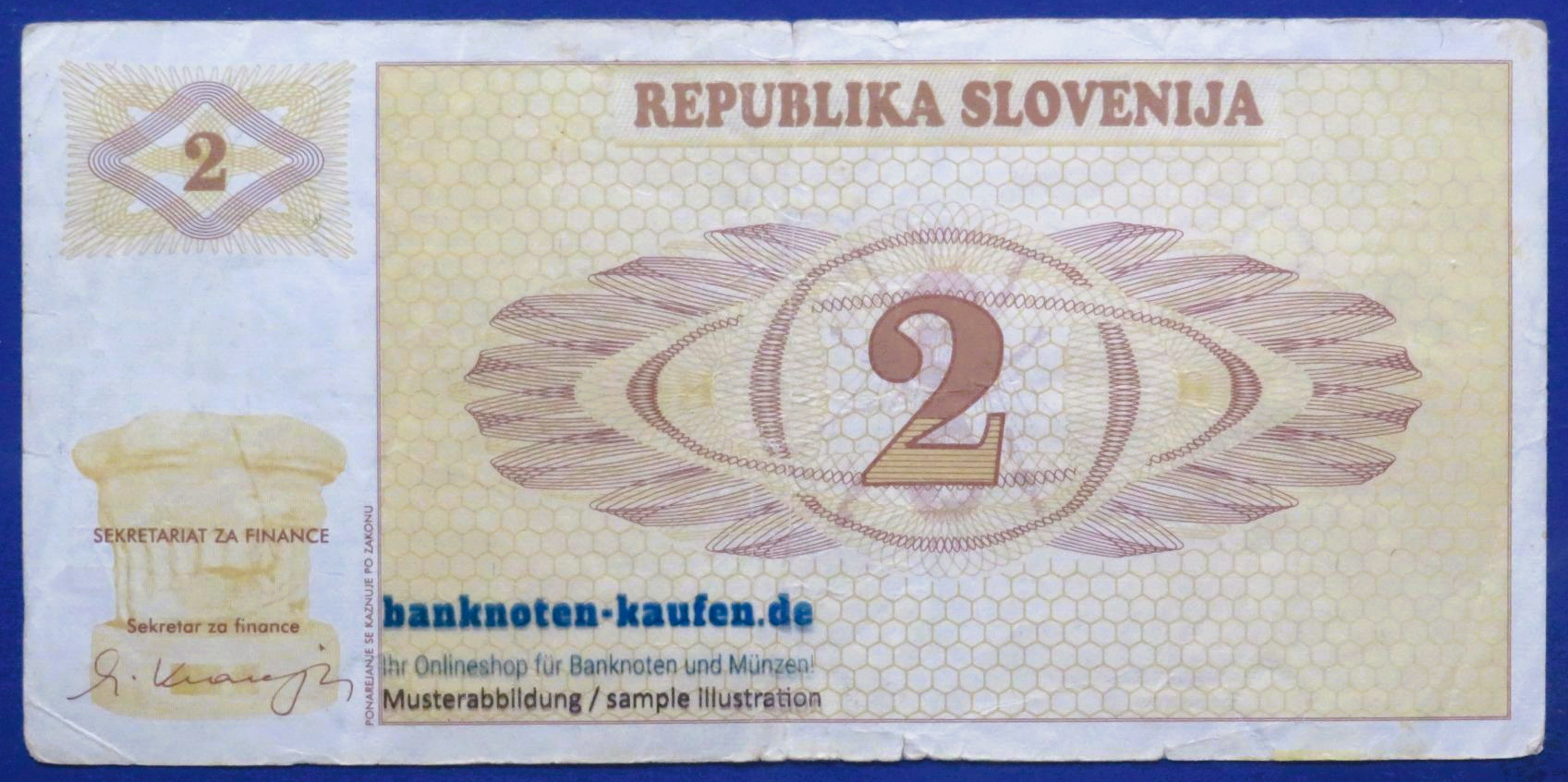 Slovenia, 2 Tolarjev, 1990ND, circulated (USED / F), P-2a