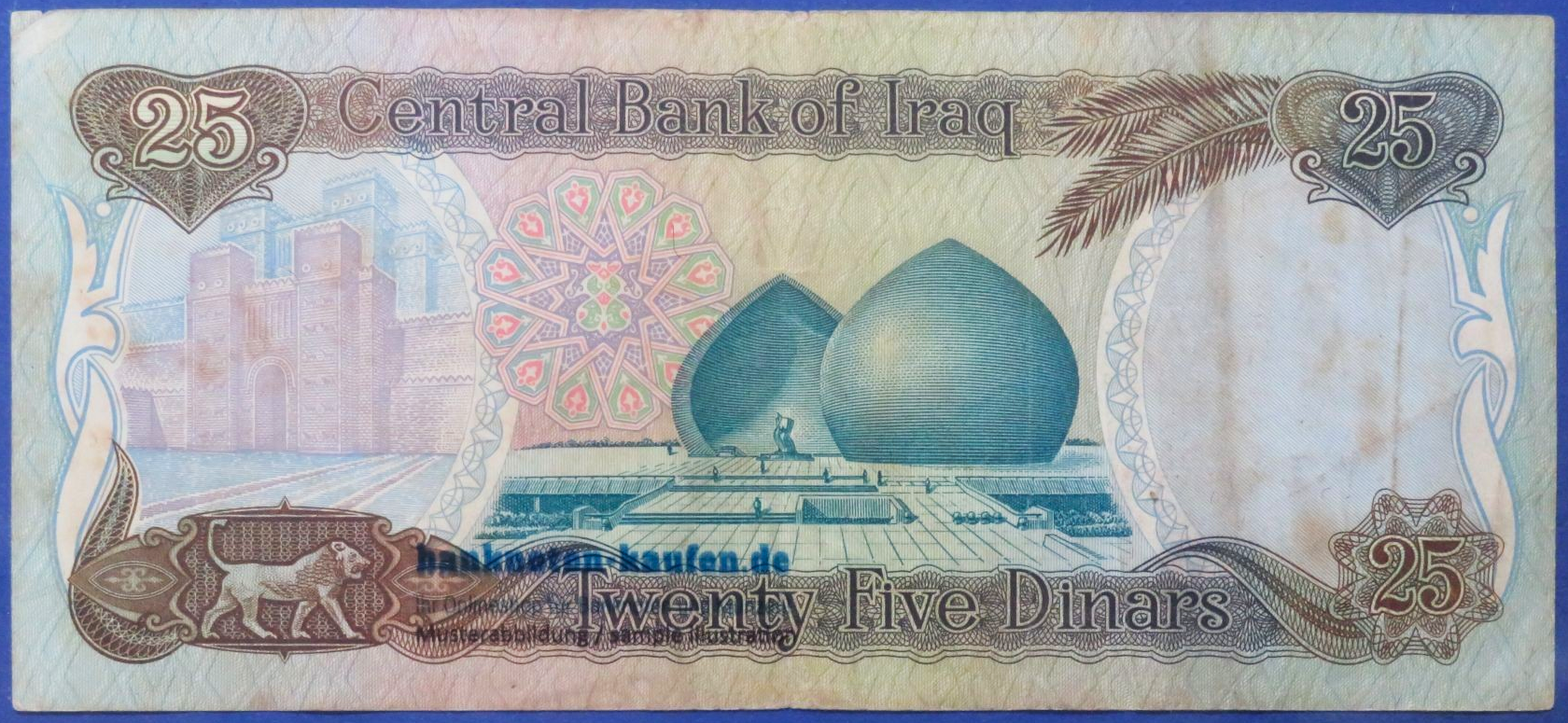 Irak, 25 Dinars, 1986, gebraucht (USED / VF-), P-73