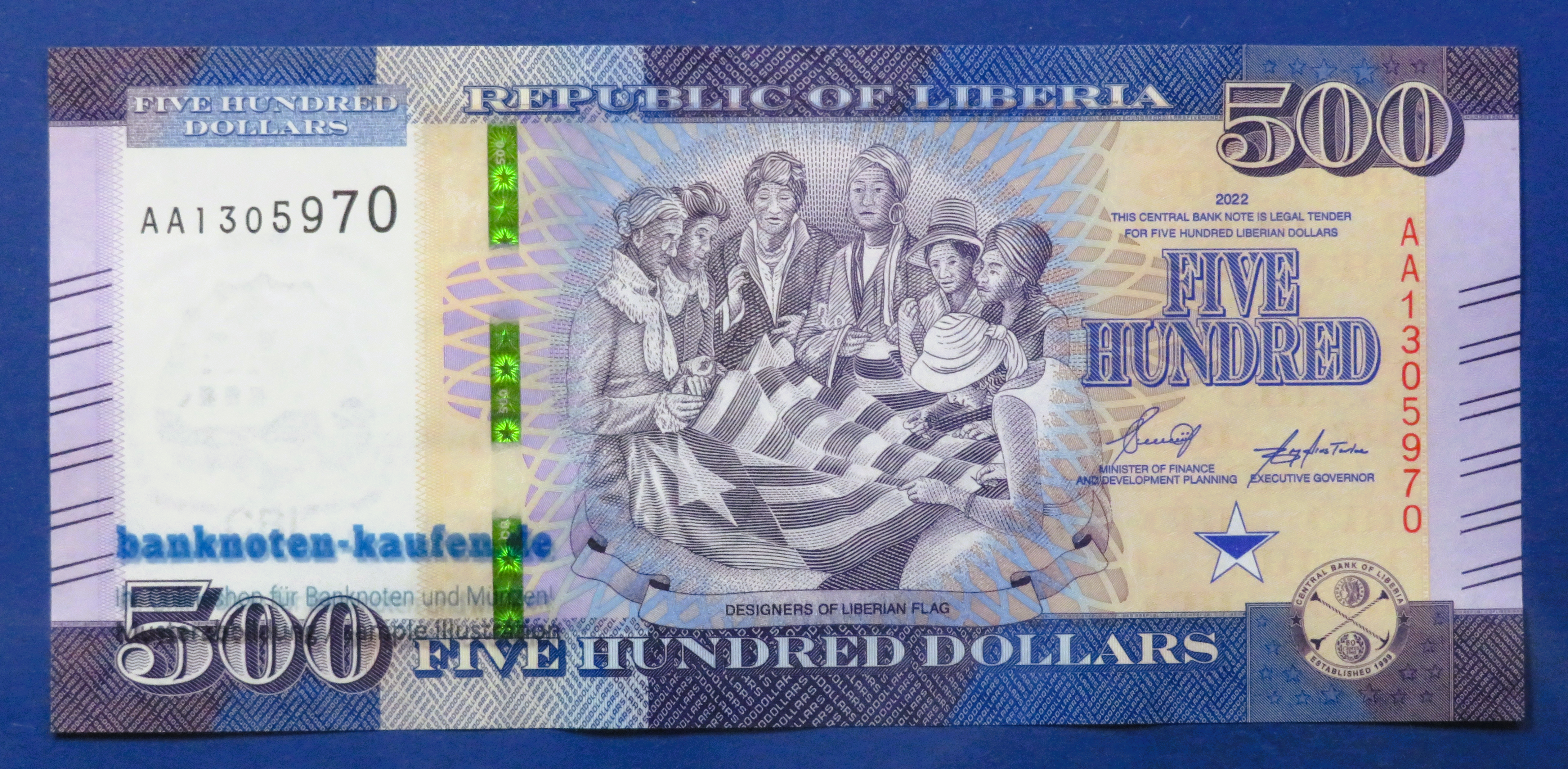 Liberia, 500 Dollars, 2022, kassenfrisch (UNC), P-42a