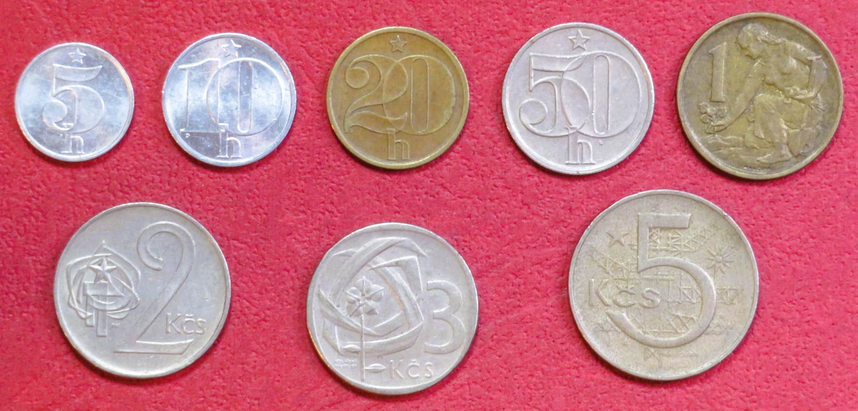 Czechoslovakia - Set 2:  0,05-5 Korun, 1961-1990, circulated (USED / vf)