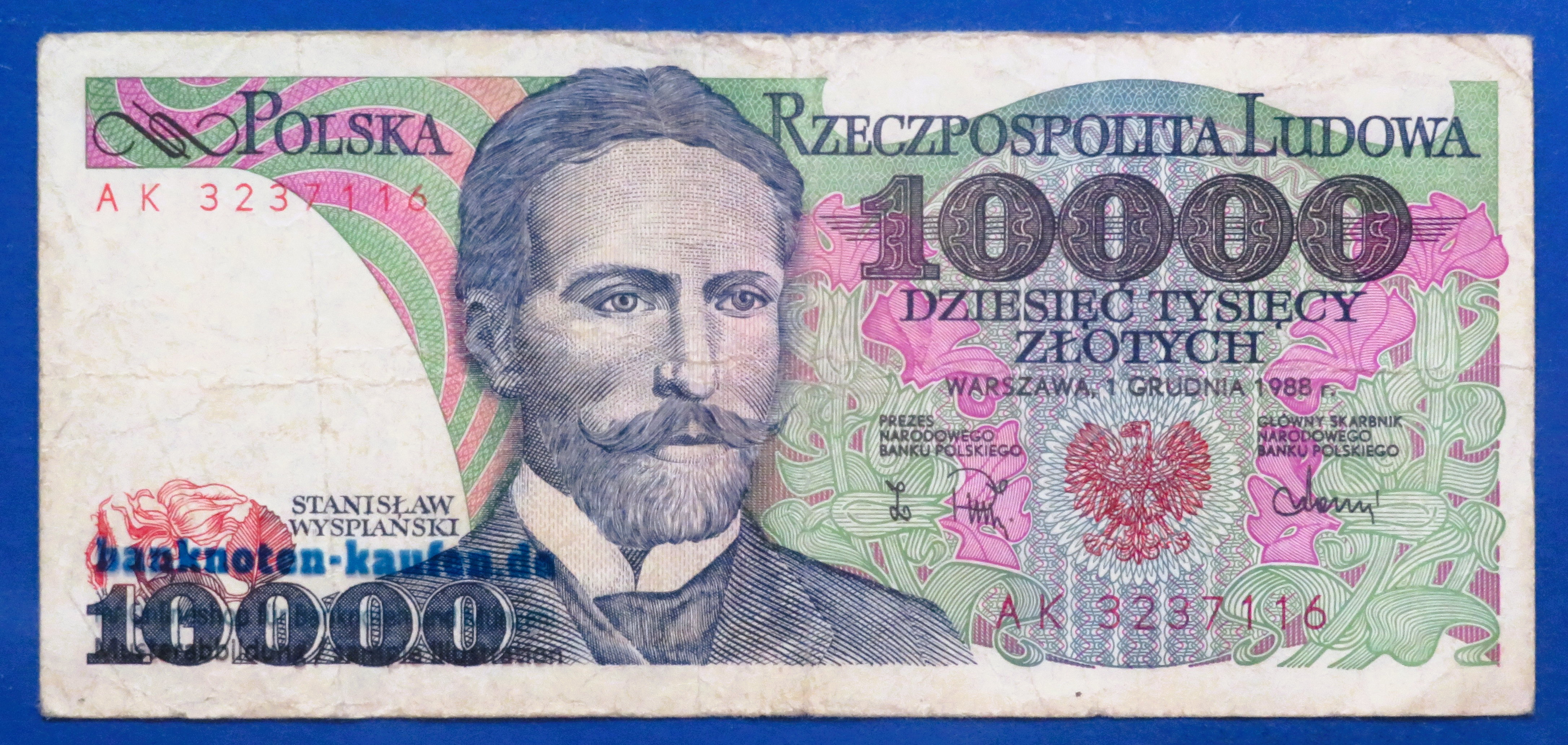 Poland - 10,000 Zloty, 1988, circulated (USED / F), P-151b