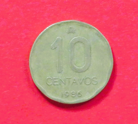 Argentina:  10 Centavos, 1985-1988, circulated (used / vf), # 98