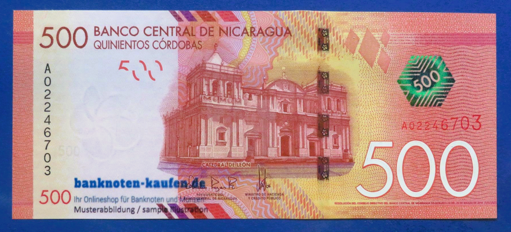 Nicaragua, 500 Cordobas, 2014, uncirculated (UNC), P-214