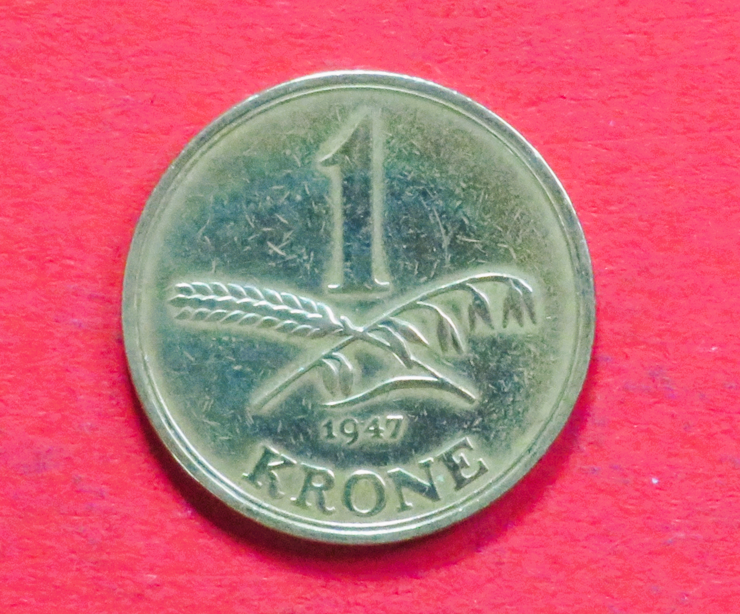 Dänemark:  1 Krone, 1947, gebraucht (used / ss), # 53