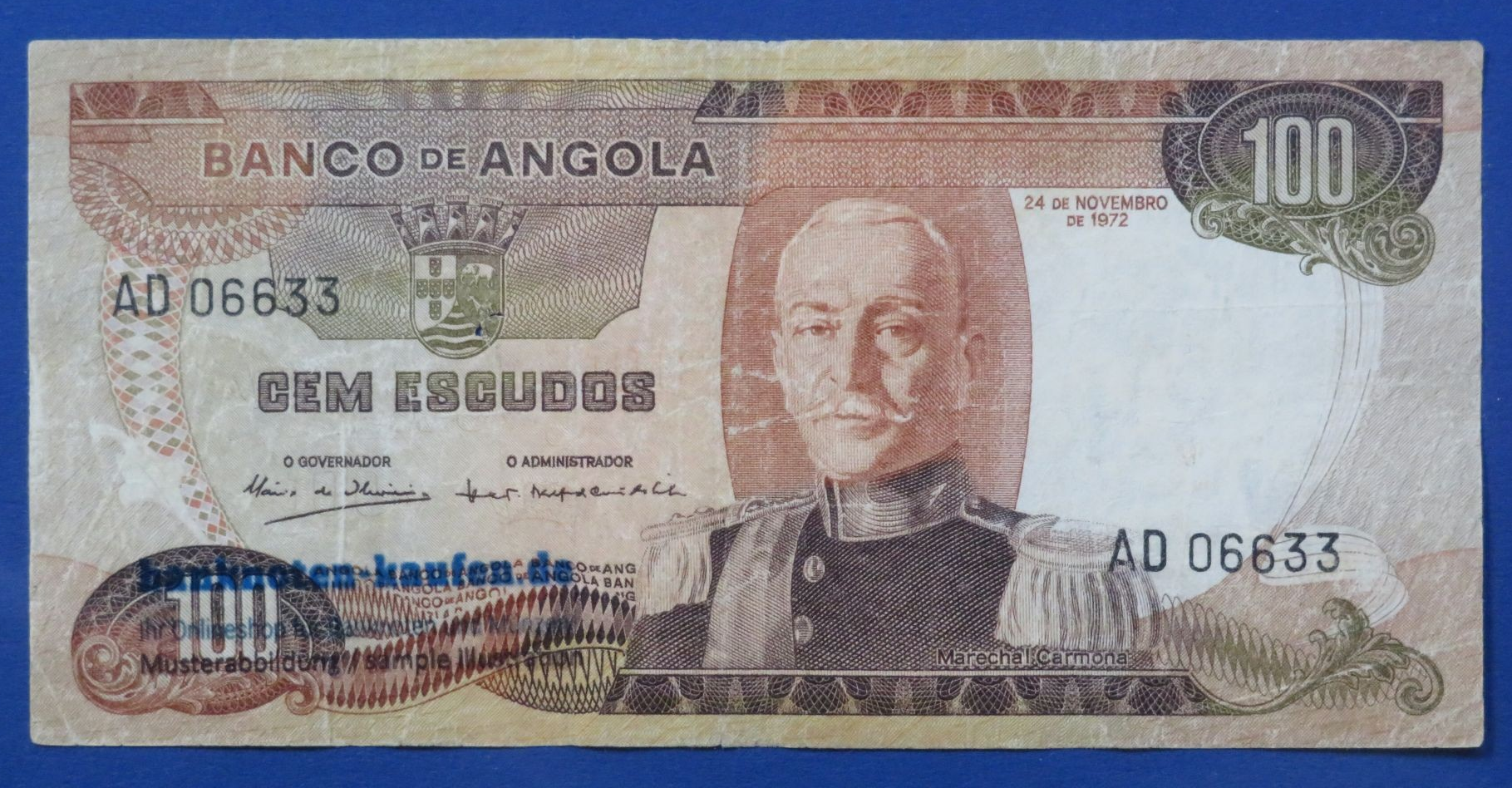 Angola - 100 Escudos, 1972, circulated (USED / F-VF), P-101
