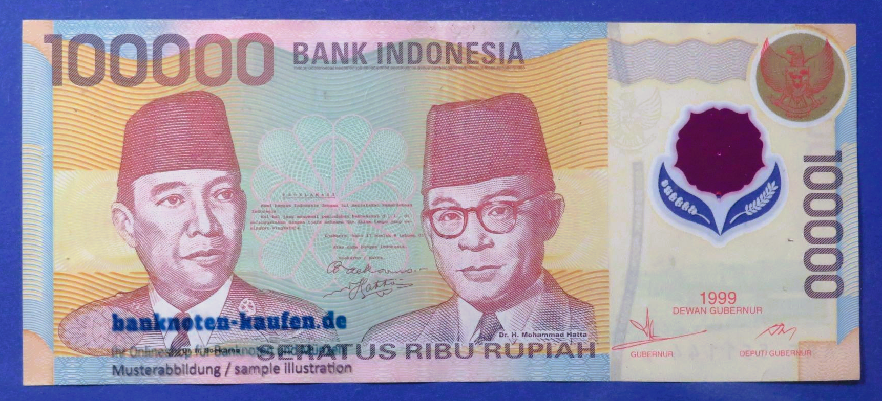 Indonesia - 100,000 Rupiah, 1999, circulated (USED / VF+), Polymer, P-140