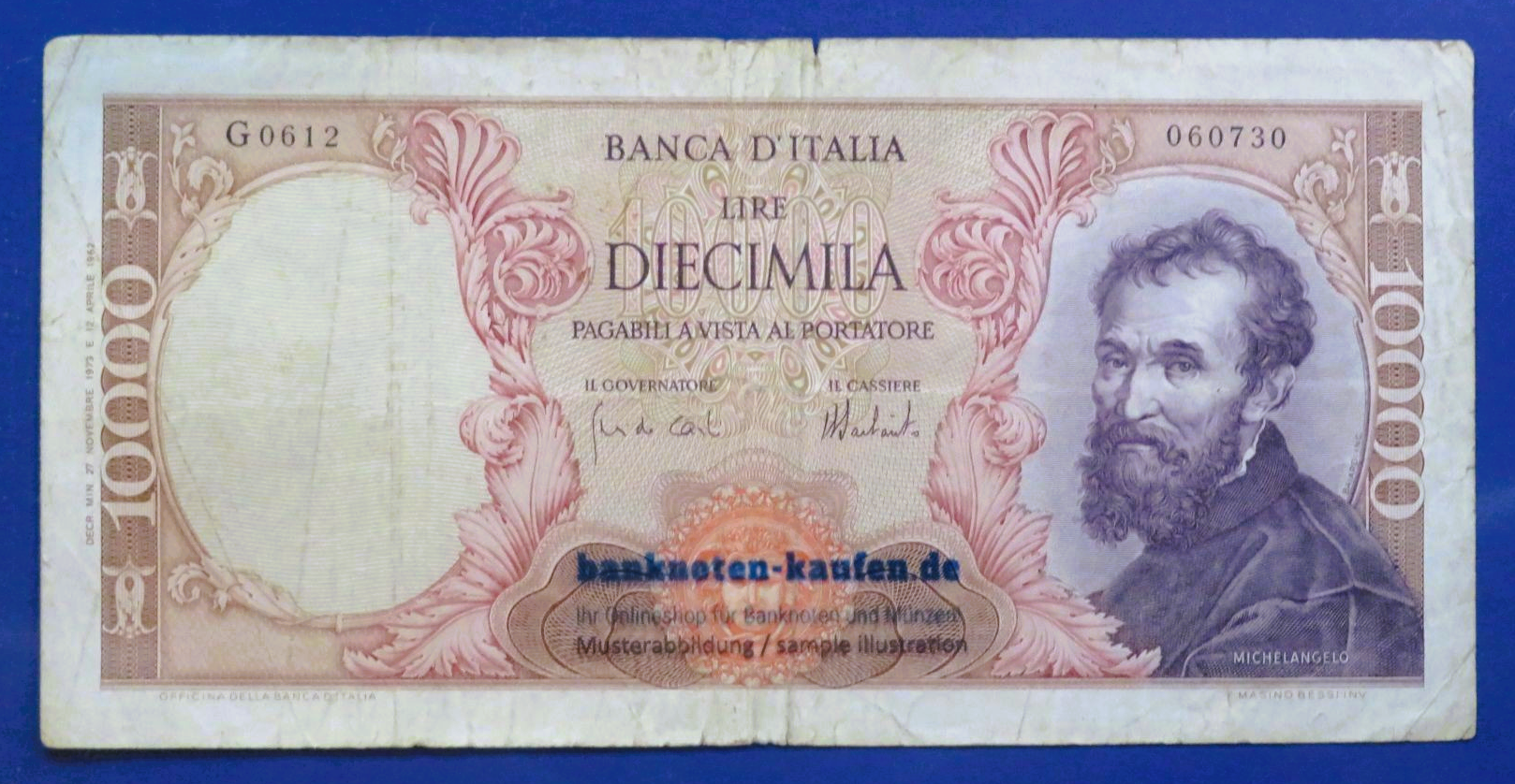 Italy - 10,000 Lire, 1973, circulated (USED / F), P-97f