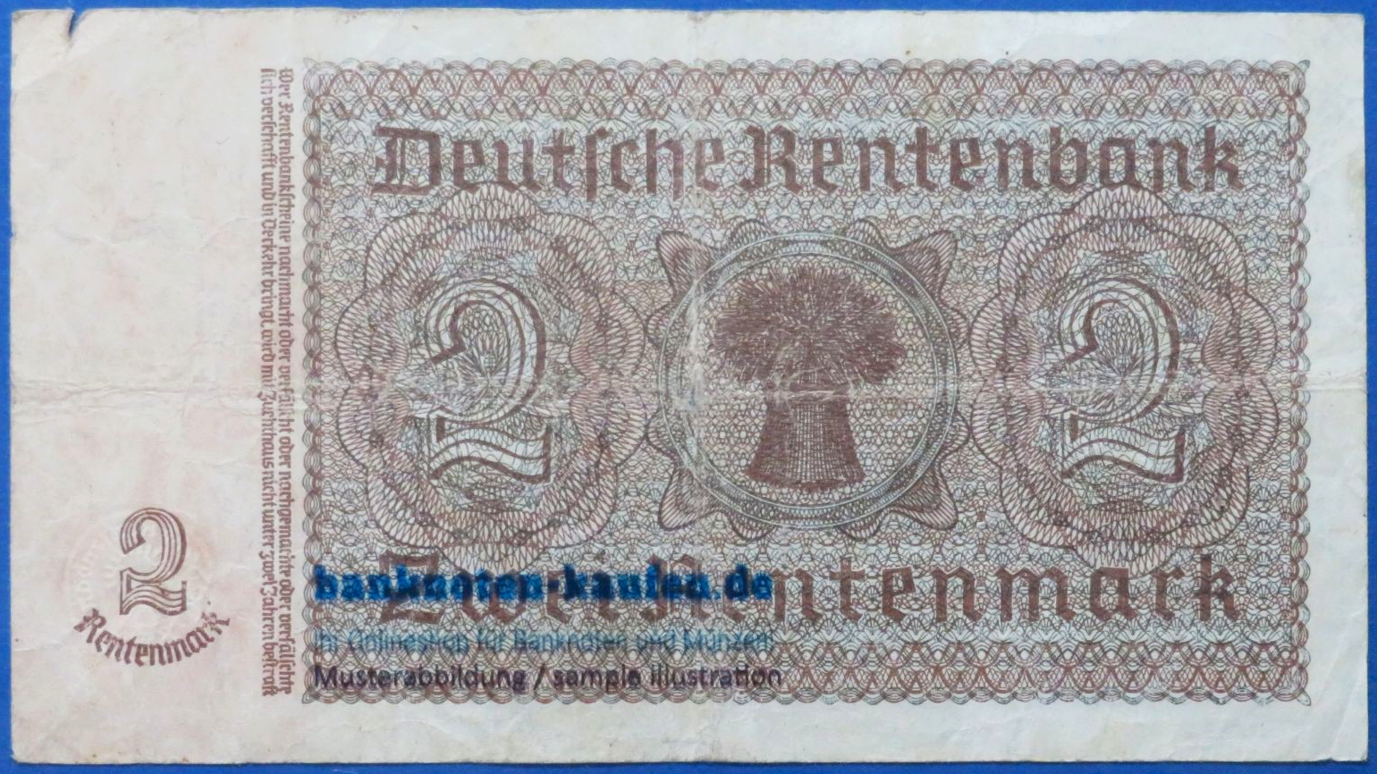 Deutschland, 2 Rentenmark, 1937, gebraucht (USED / F), P-174b