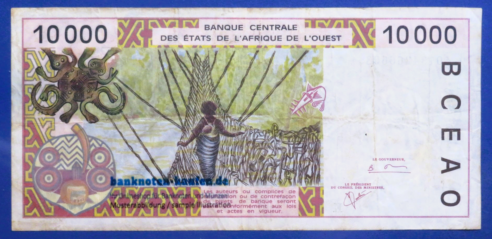 West African States - 10,000 Francs, 2001, circulated (USED / VF), P-714Kj