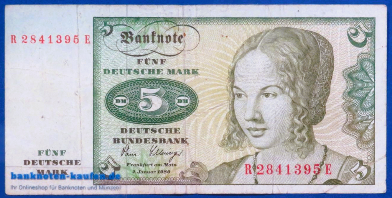 Bundesrepublik Deutschland, 5 Deutsche Mark, 1980, gebraucht (USED/  F),  P-30b