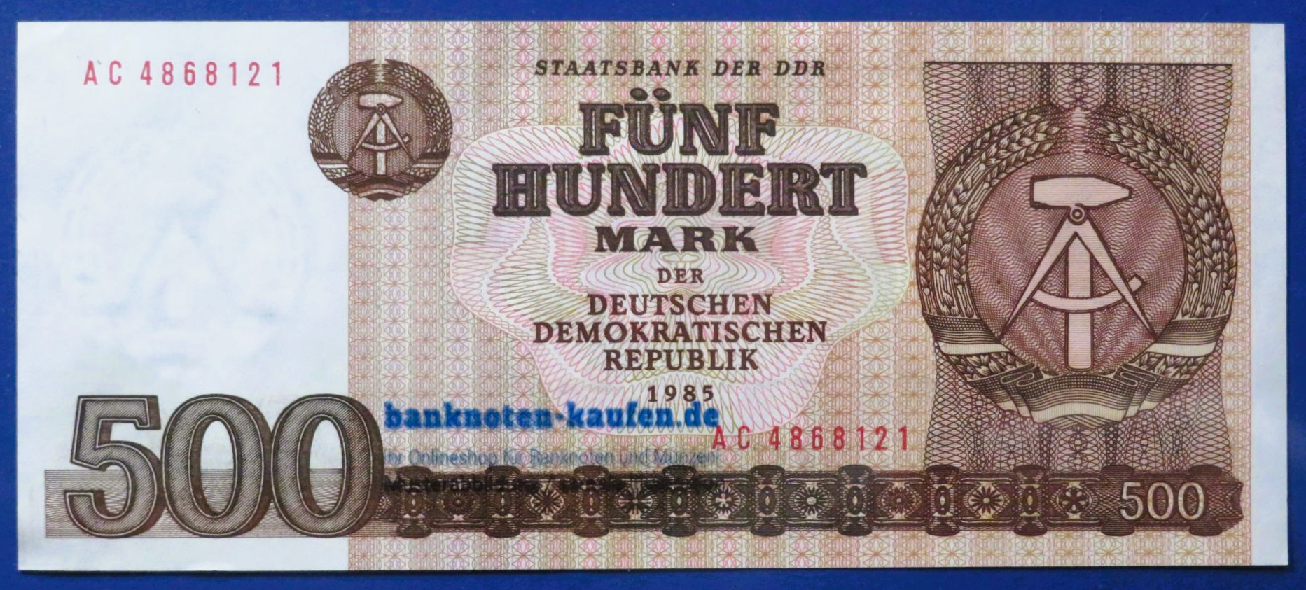 Germany-Democratic Republic (GDR), 500 Mark, 1985, circulated (USED / AU), P-33