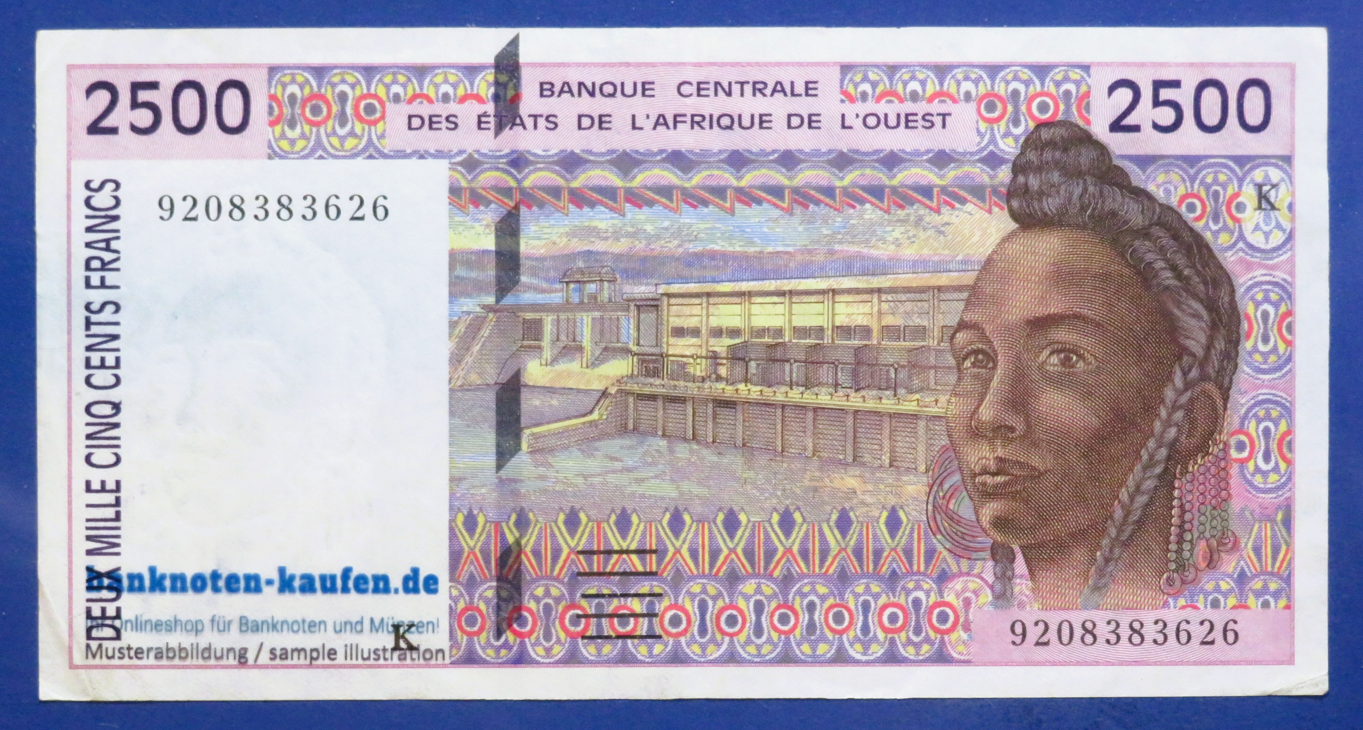 West African States - 2,500 Francs, 1992, circulated (USED / VF+), P-712Ka
