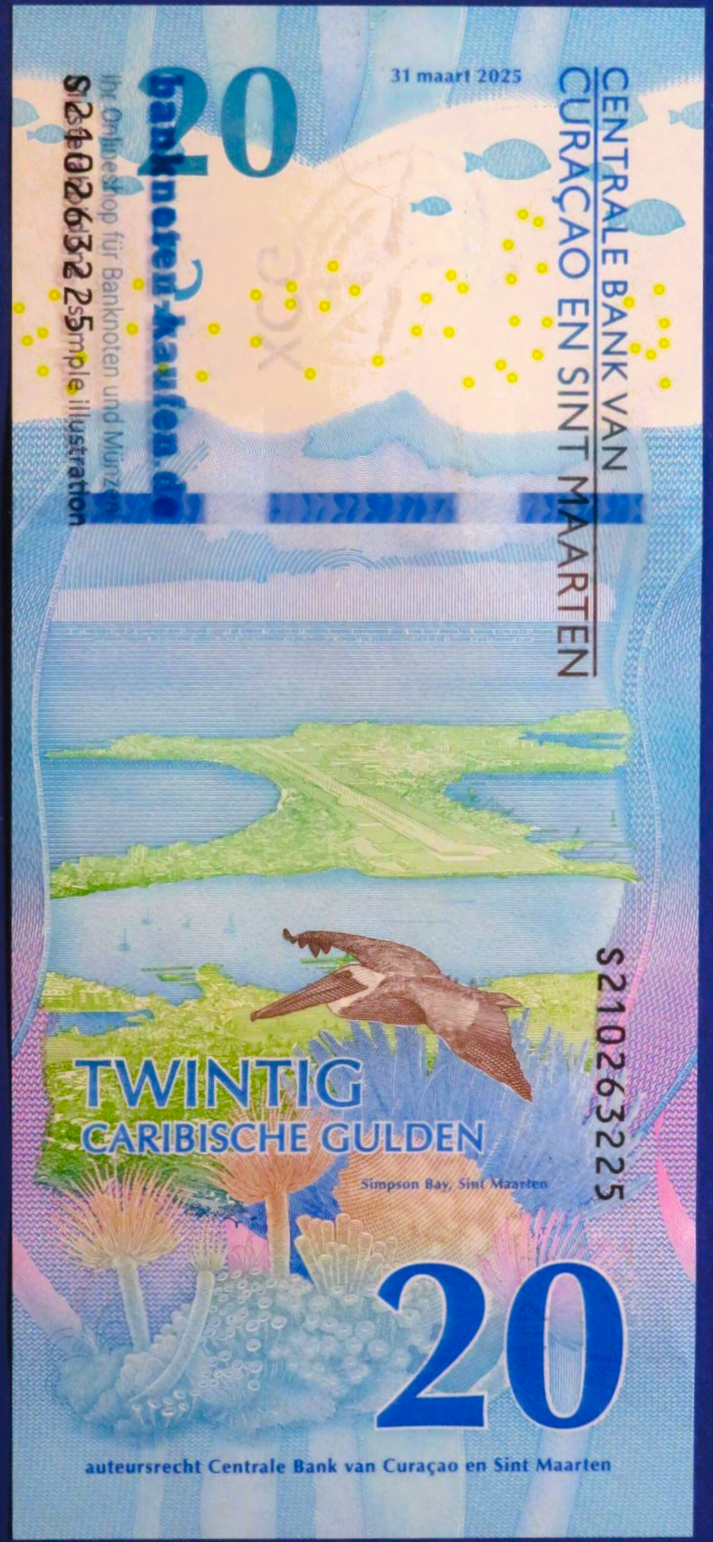 Curacao und Sint Maarten, 20 karibische Gulden, 2025, kassenfrisch (UNC), P-2