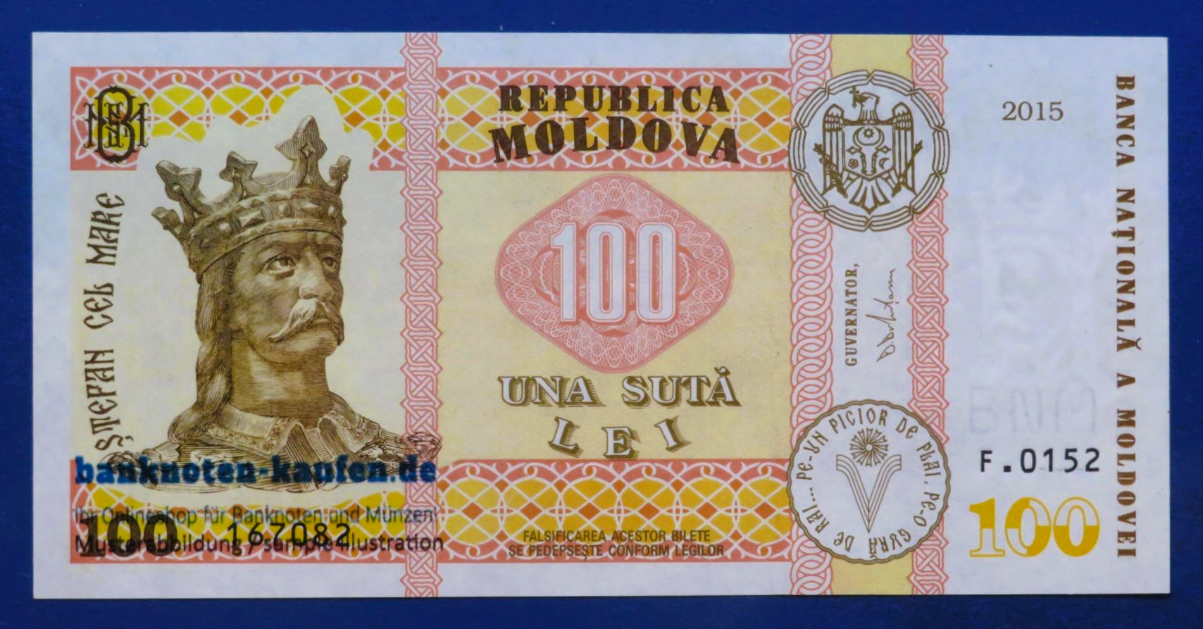 Moldawien, 100 Lei, 2015, kassenfrisch (UNC), P-25