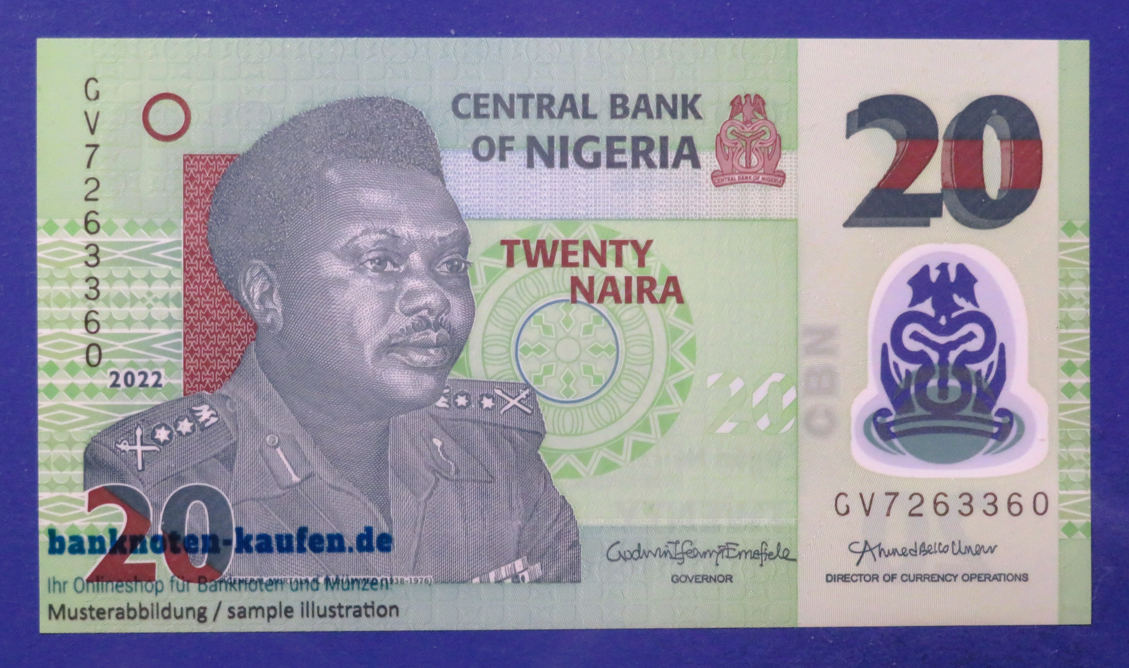 Nigeria, 20 Naira, 2022, uncirculated (UNC), Polymer, P-34t