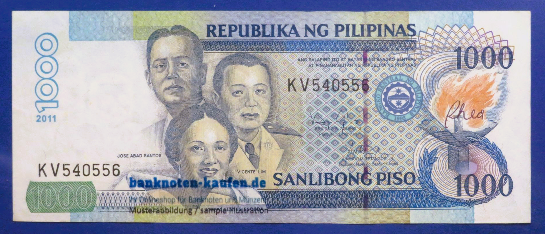 Philippines - 1,000 Piso, 2011, circulated (USED / VF), P-197d